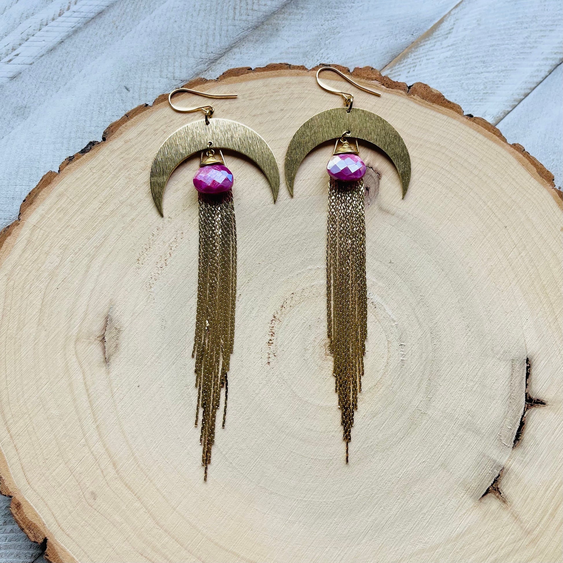 Moonstone Earrings Dangle, Fringe Earrings, Witchy Earrings, Wanderlust Jewelry, Stocking Stuffers for Mom Christmas Gifts for Girlfriend