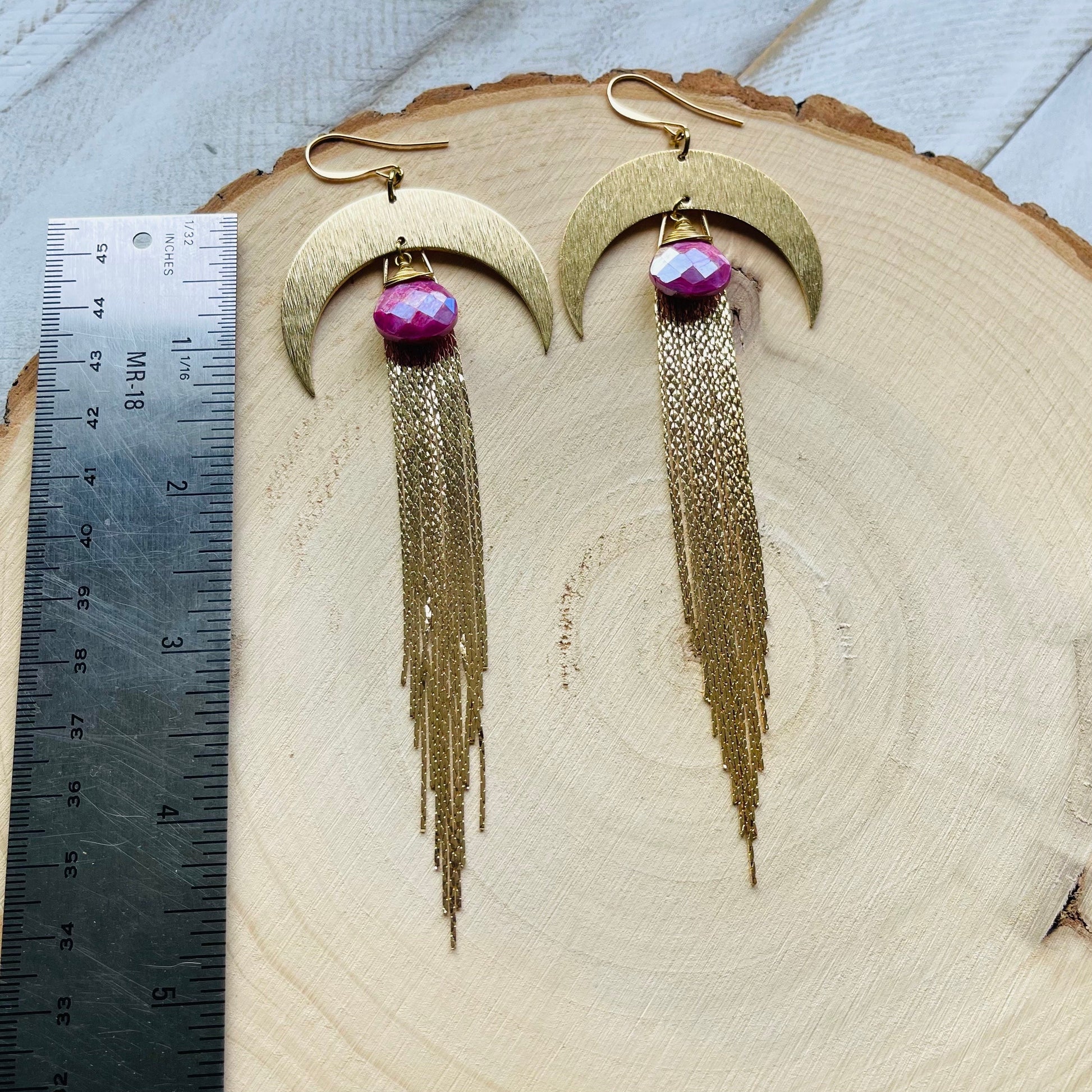 Moonstone Earrings Dangle, Fringe Earrings, Witchy Earrings, Wanderlust Jewelry, Stocking Stuffers for Mom Christmas Gifts for Girlfriend