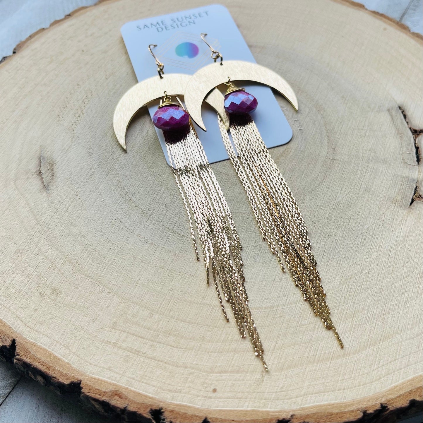 Moonstone Earrings Dangle, Fringe Earrings, Witchy Earrings, Wanderlust Jewelry, Stocking Stuffers for Mom Christmas Gifts for Girlfriend