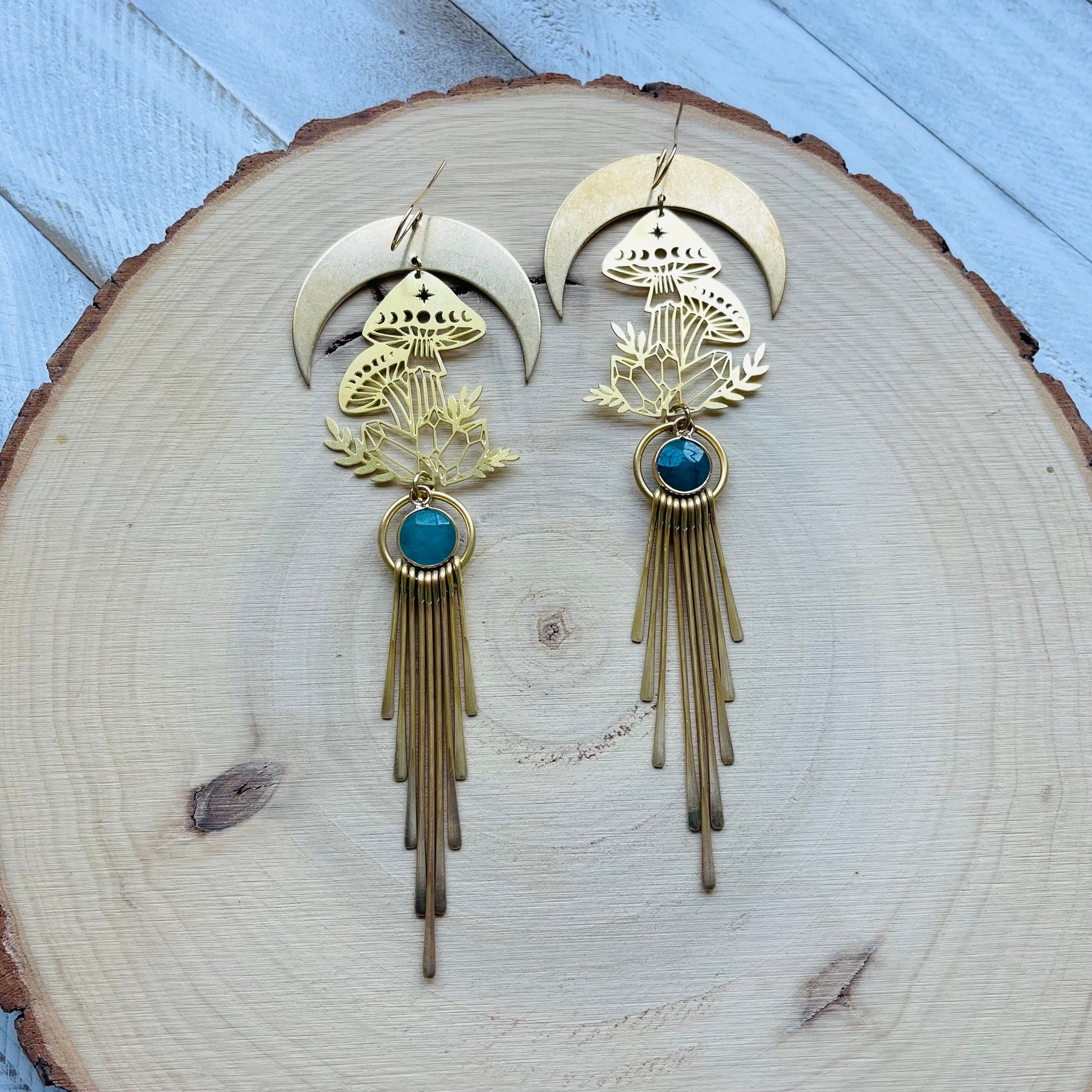Mushroom Earrings, Aventurine Earrings, Witchy Earrings, Cottagecore Earrings, Unique Gifts for Women Birthday, Wedding Earrings for Bride