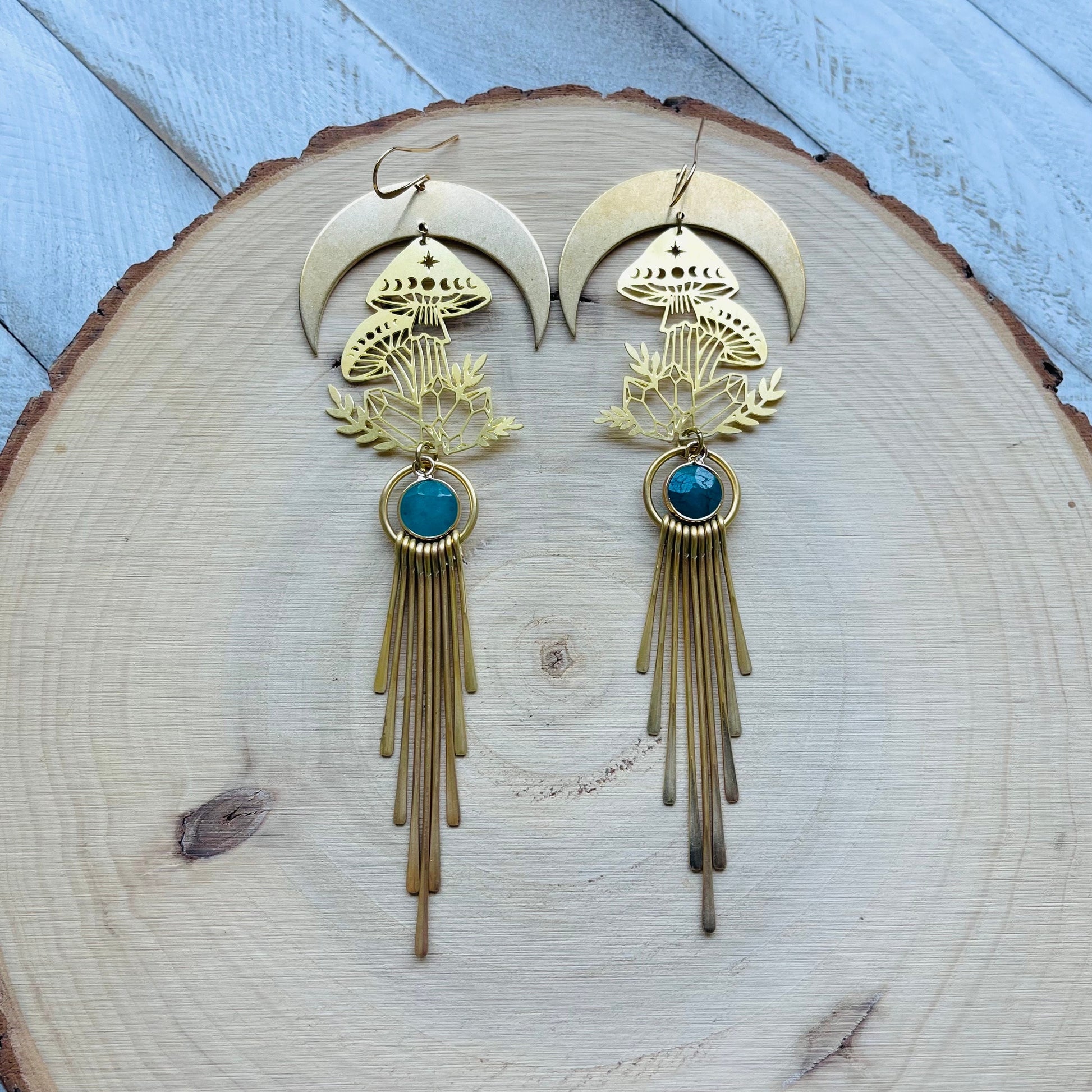Mushroom Earrings, Aventurine Earrings, Witchy Earrings, Cottagecore Earrings, Unique Gifts for Women Birthday, Wedding Earrings for Bride