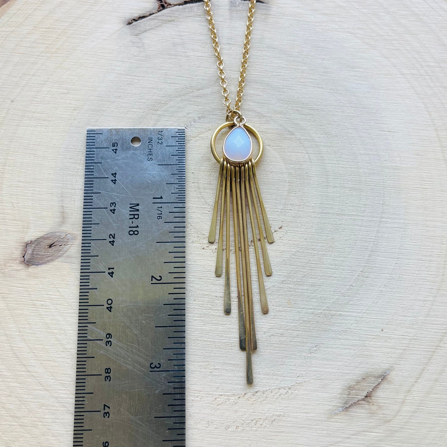 Opalite Necklace, Fringe Necklace Gold, Western Boho Jewelry, Modern Chic Jewelry, Mothers Day Gift from Daughter, Sweet 16 Gift for Niece