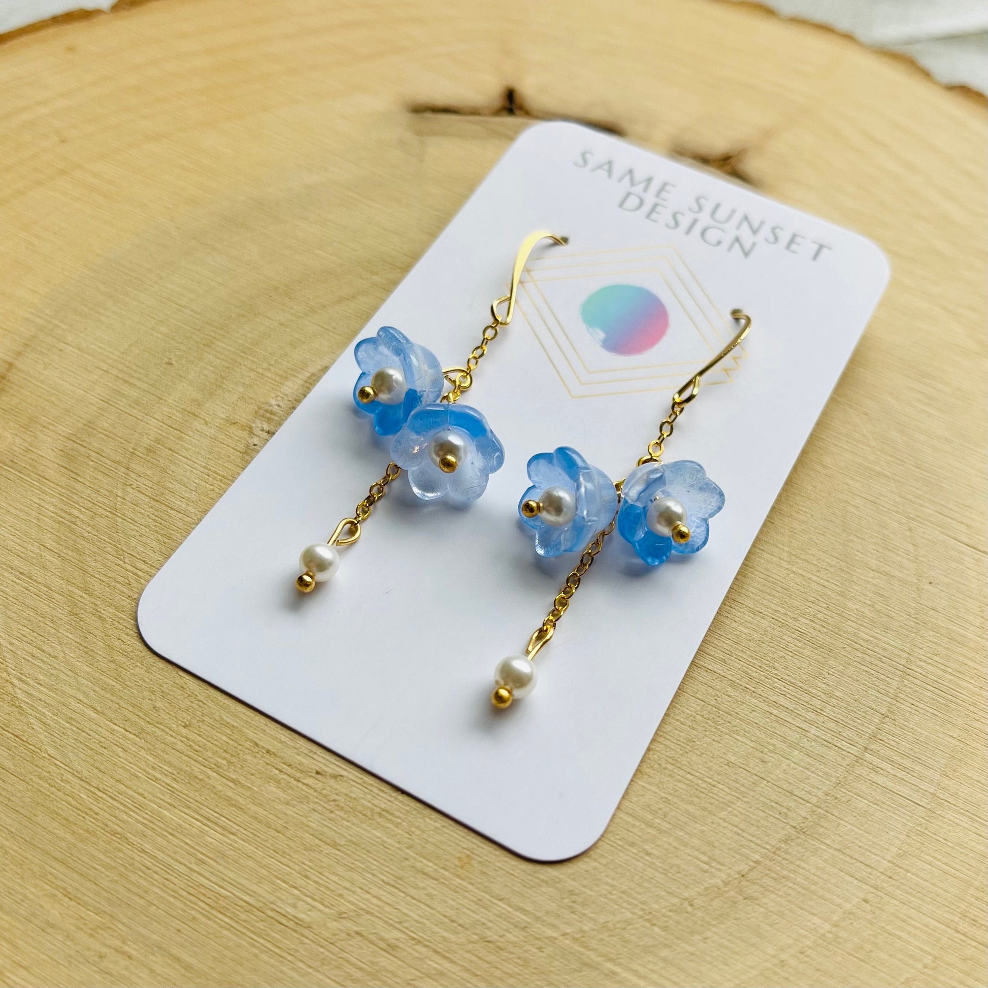 Glass Flower Earrings, Pearl Earrings, Fairycore Earrings, Earrings for Wedding Day, Cottagecore Jewelry, Unique Birthday Gift for Daughter