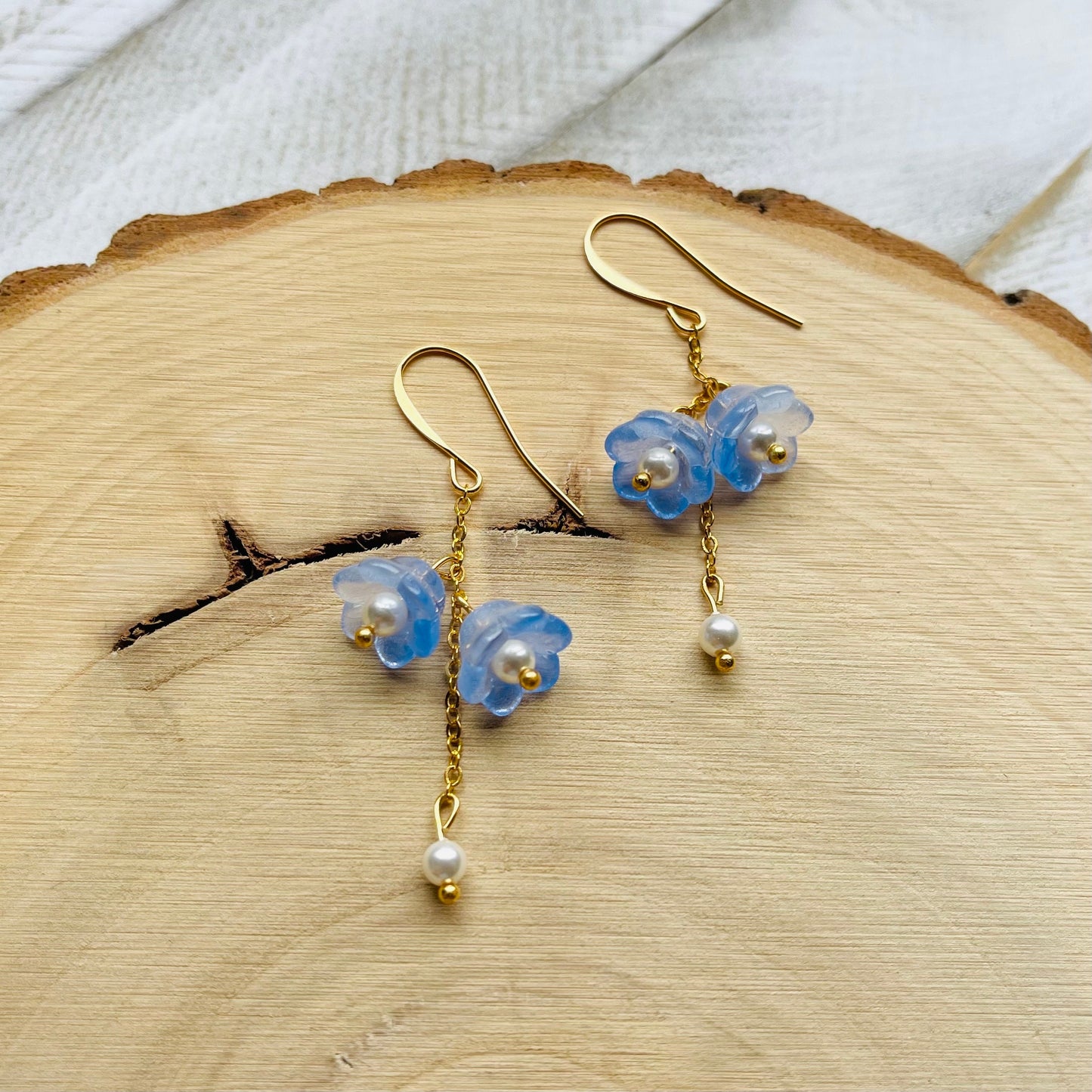 Glass Flower Earrings, Pearl Earrings, Fairycore Earrings, Earrings for Wedding Day, Cottagecore Jewelry, Unique Birthday Gift for Daughter