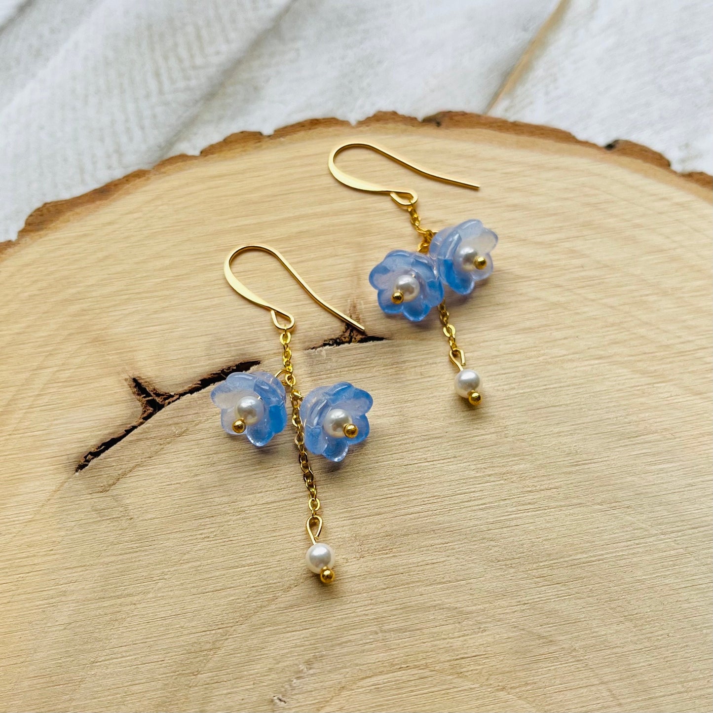 Glass Flower Earrings, Pearl Earrings, Fairycore Earrings, Earrings for Wedding Day, Cottagecore Jewelry, Unique Birthday Gift for Daughter