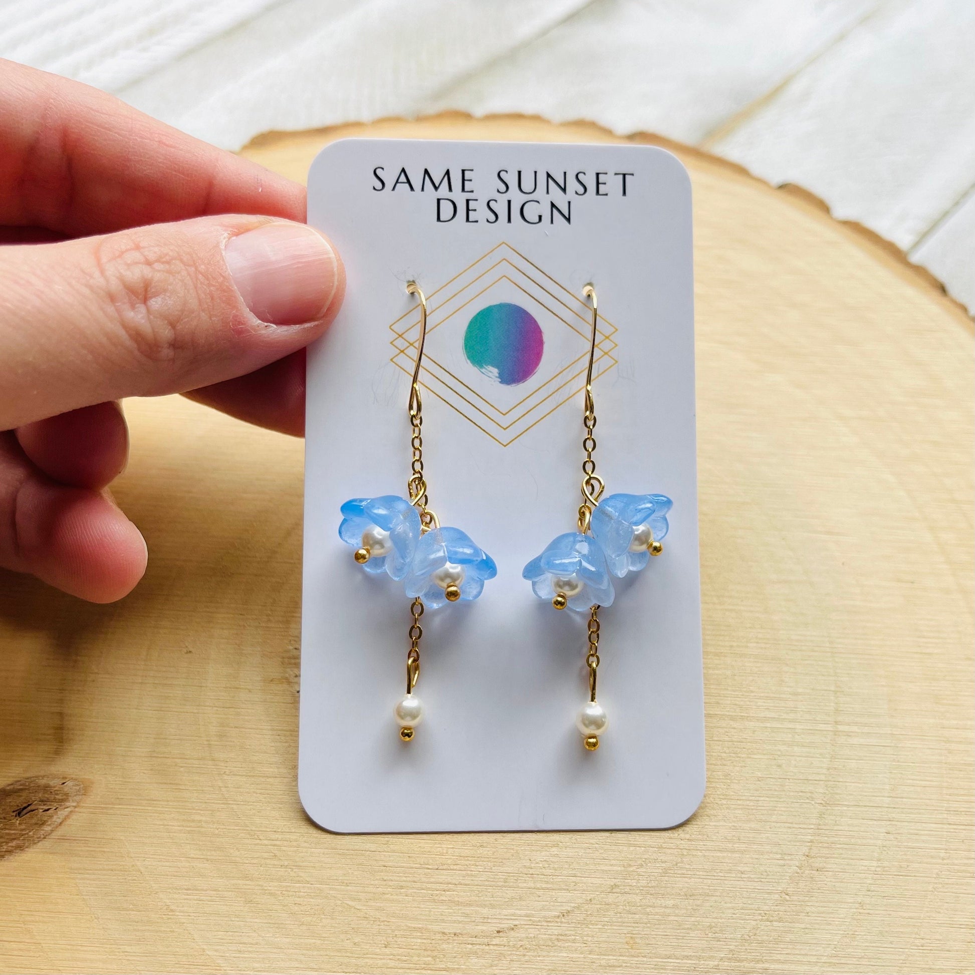 Glass Flower Earrings, Pearl Earrings, Fairycore Earrings, Earrings for Wedding Day, Cottagecore Jewelry, Unique Birthday Gift for Daughter