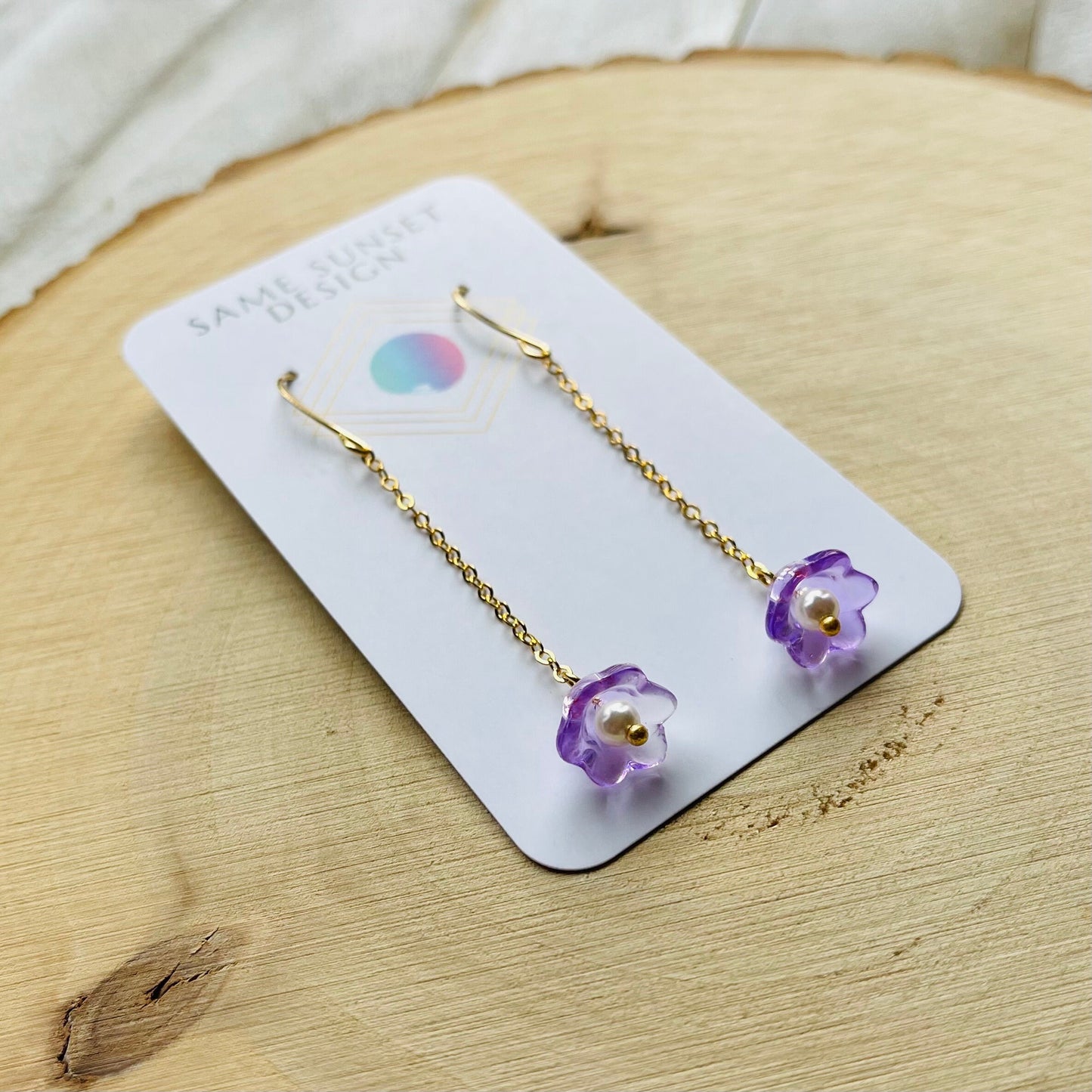 Glass Flower Earrings, Pearl Earrings, Fairycore Earrings, Cottagecore Earrings, Boho Earrings for Mom, Unique Birthday Gift for Best Friend