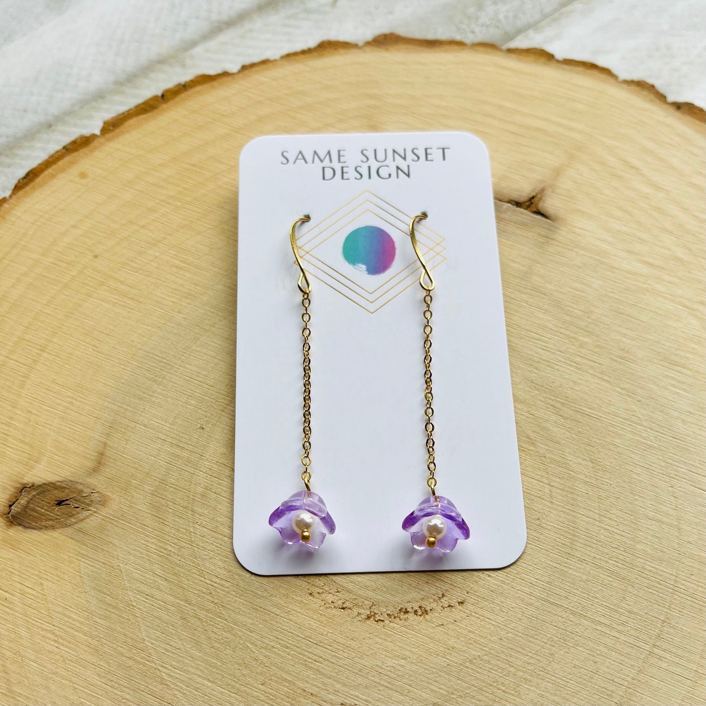Glass Flower Earrings, Pearl Earrings, Fairycore Earrings, Cottagecore Earrings, Boho Earrings for Mom, Unique Birthday Gift for Best Friend