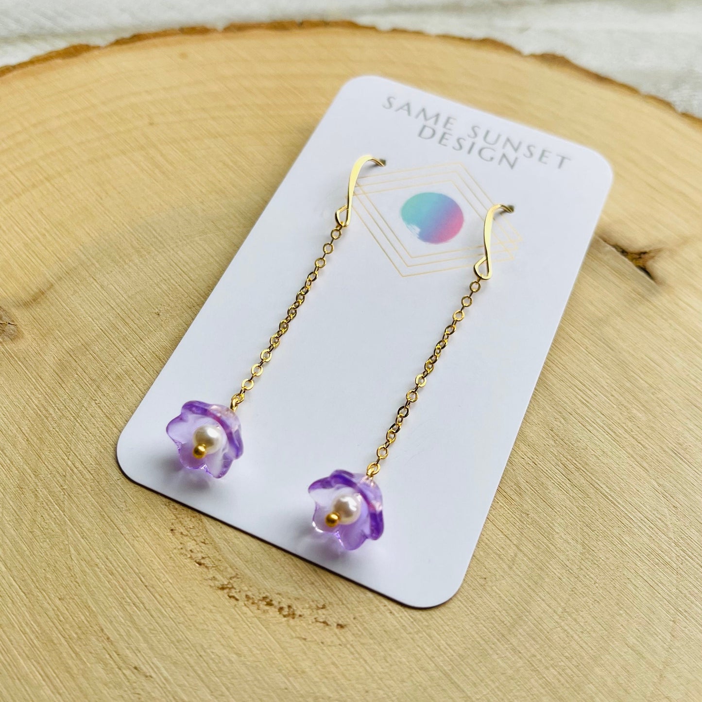 Glass Flower Earrings, Pearl Earrings, Fairycore Earrings, Cottagecore Earrings, Boho Earrings for Mom, Unique Birthday Gift for Best Friend