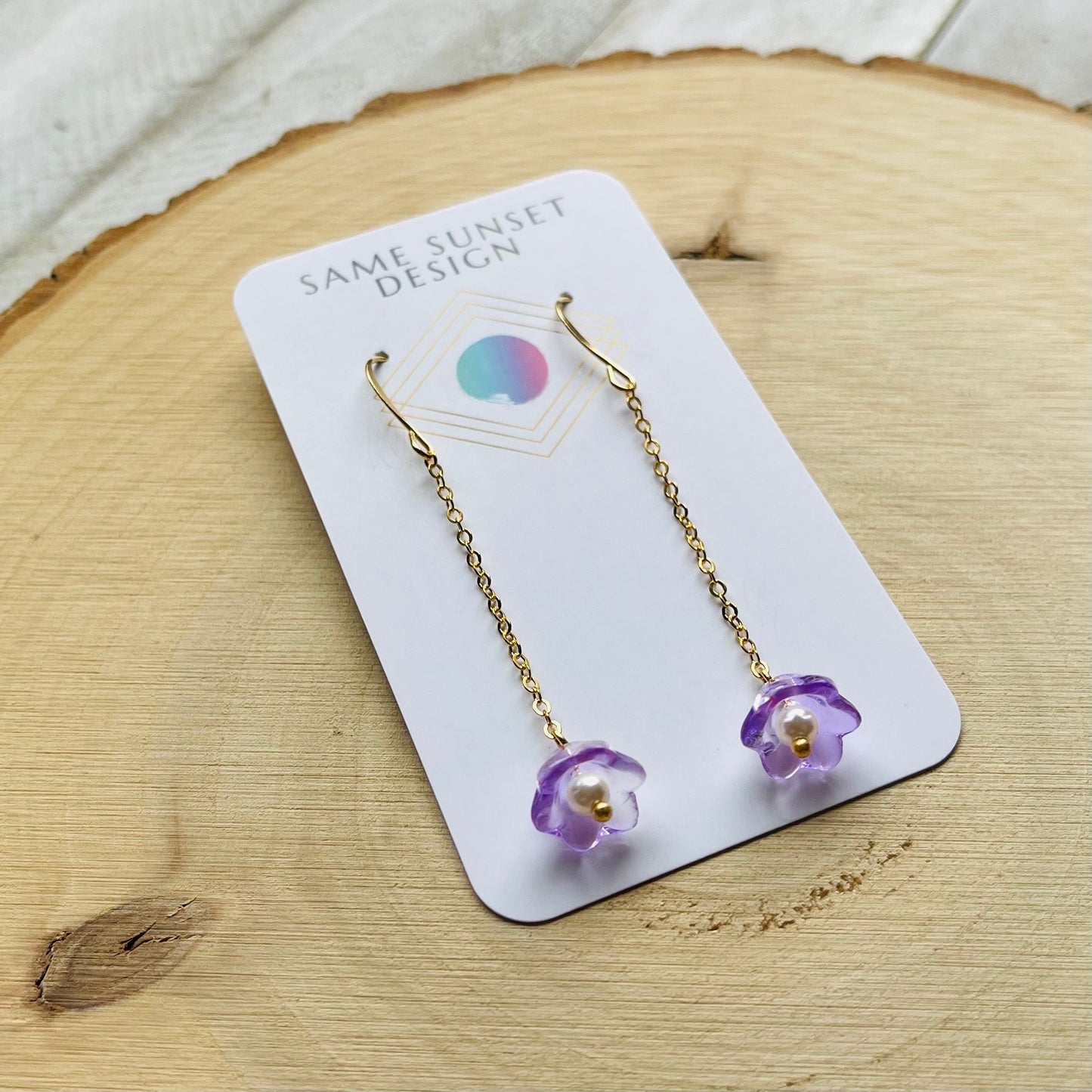 Glass Flower Earrings, Pearl Earrings, Fairycore Earrings, Cottagecore Earrings, Boho Earrings for Mom, Unique Birthday Gift for Best Friend