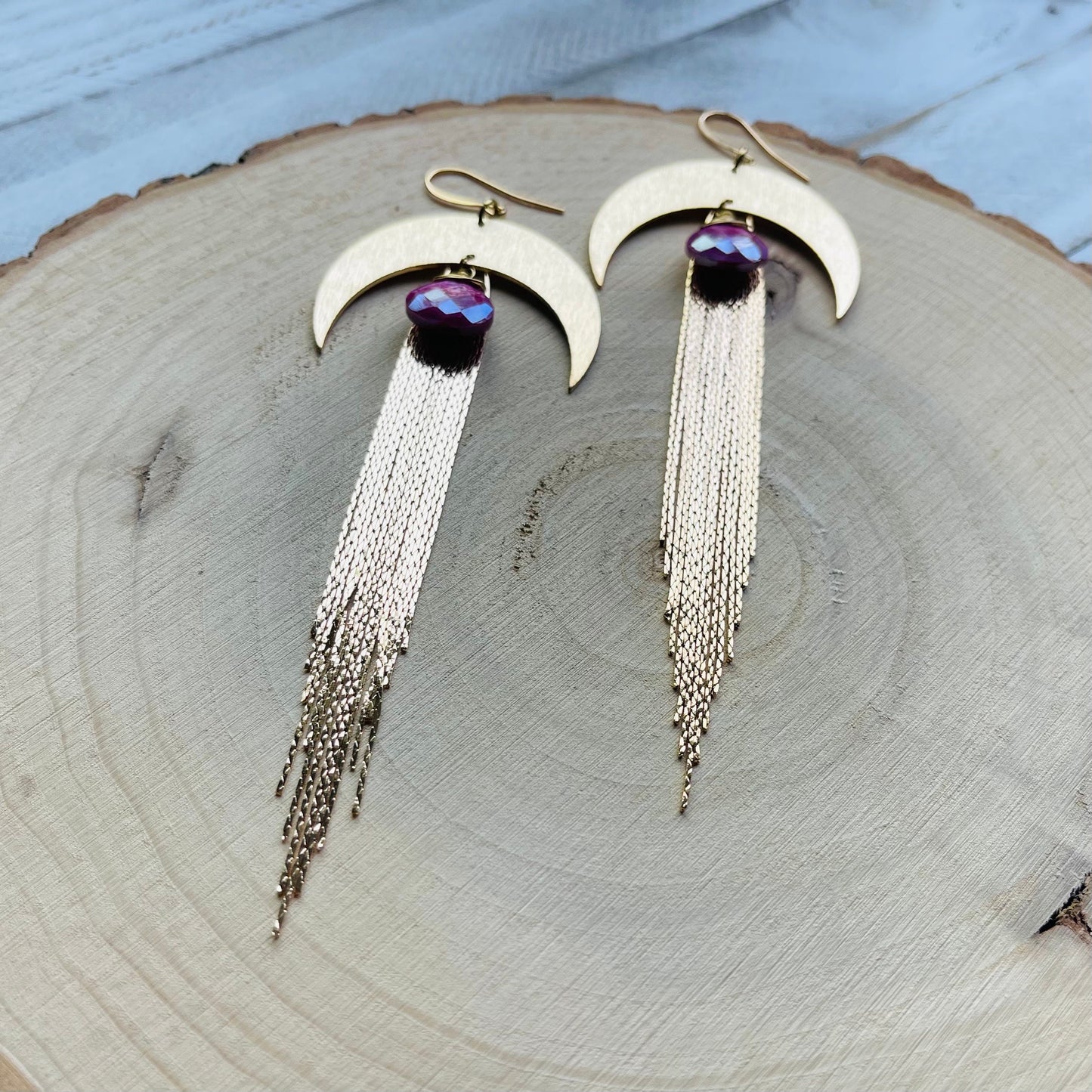 Moonstone Earrings Dangle, Fringe Earrings, Witchy Earrings, Wanderlust Jewelry, Stocking Stuffers for Mom Christmas Gifts for Girlfriend
