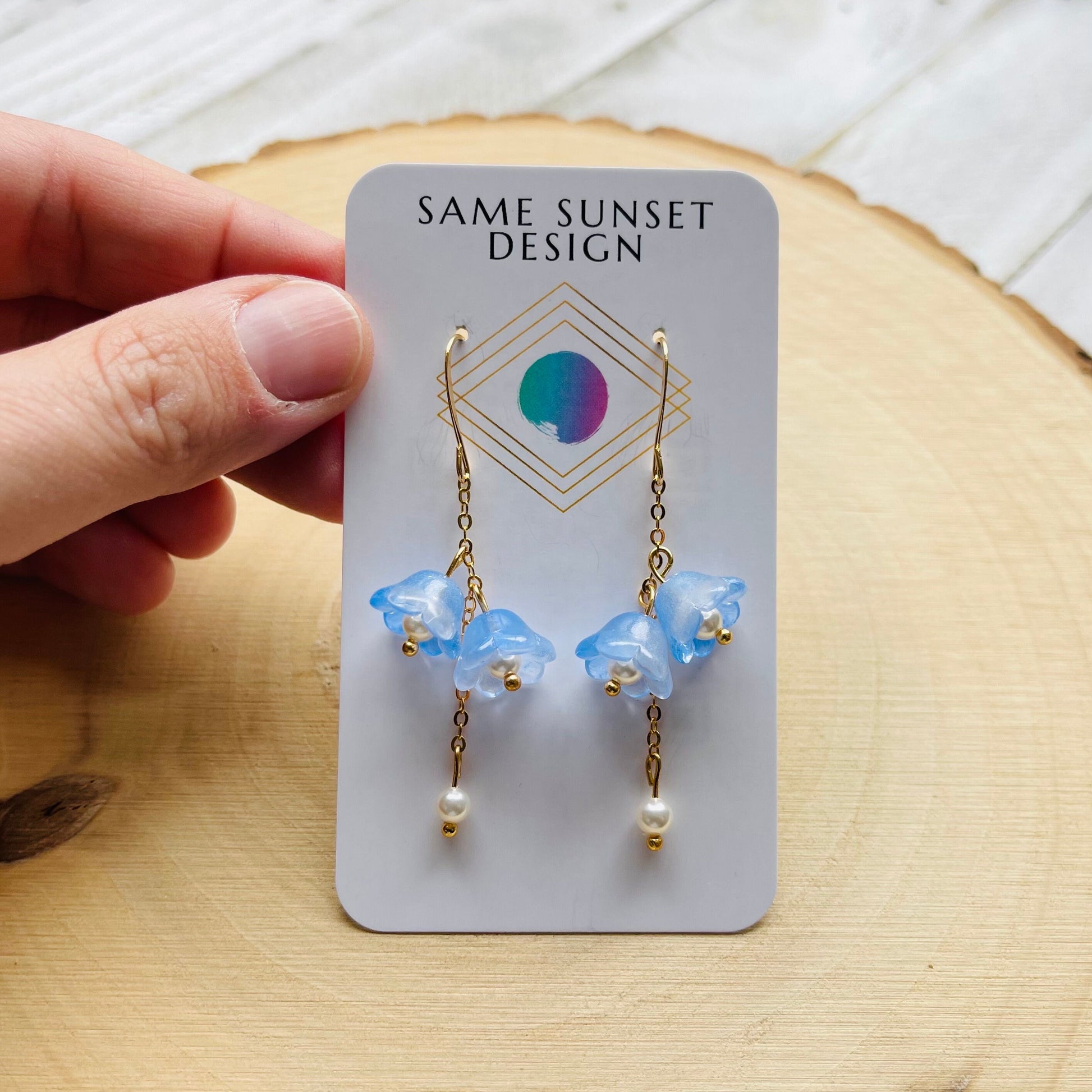 Glass Flower Earrings, Pearl Earrings, Fairycore Earrings, Earrings for Wedding Day, Cottagecore Jewelry, Unique Birthday Gift for Daughter