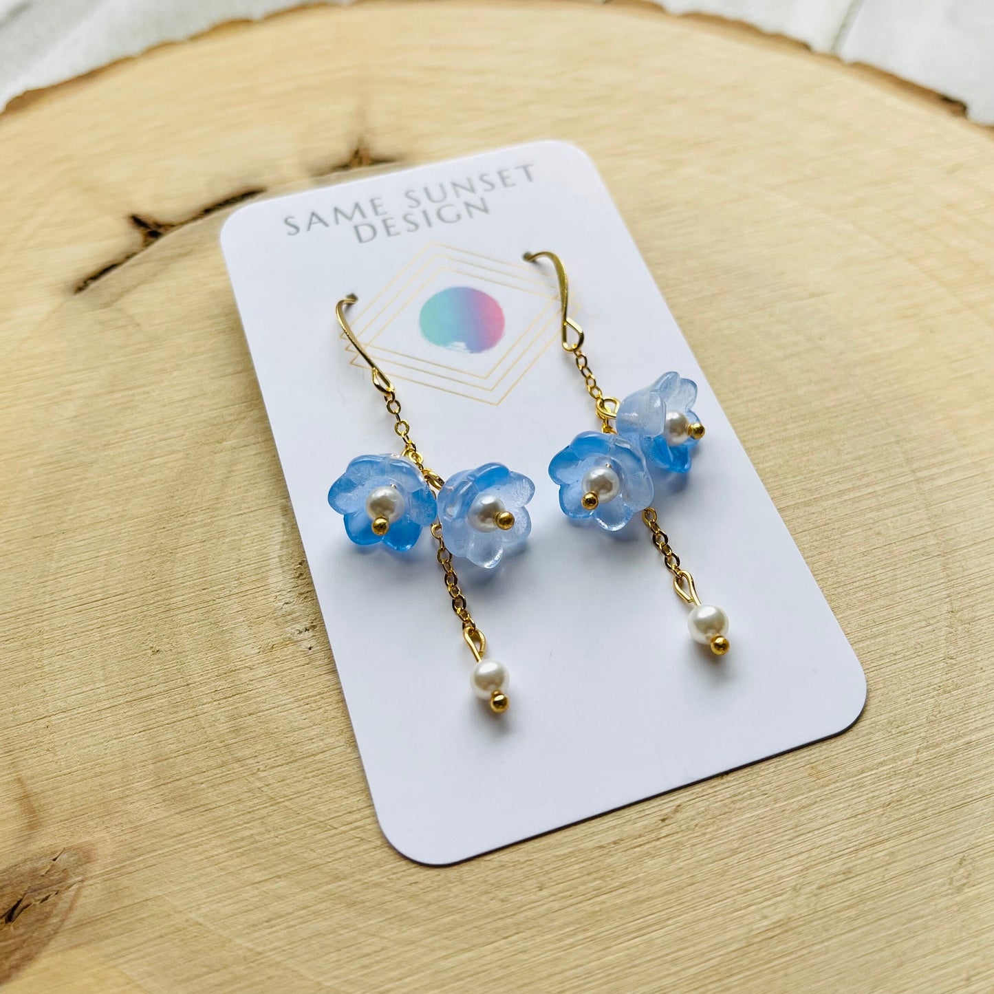 Glass Flower Earrings, Pearl Earrings, Fairycore Earrings, Earrings for Wedding Day, Cottagecore Jewelry, Unique Birthday Gift for Daughter
