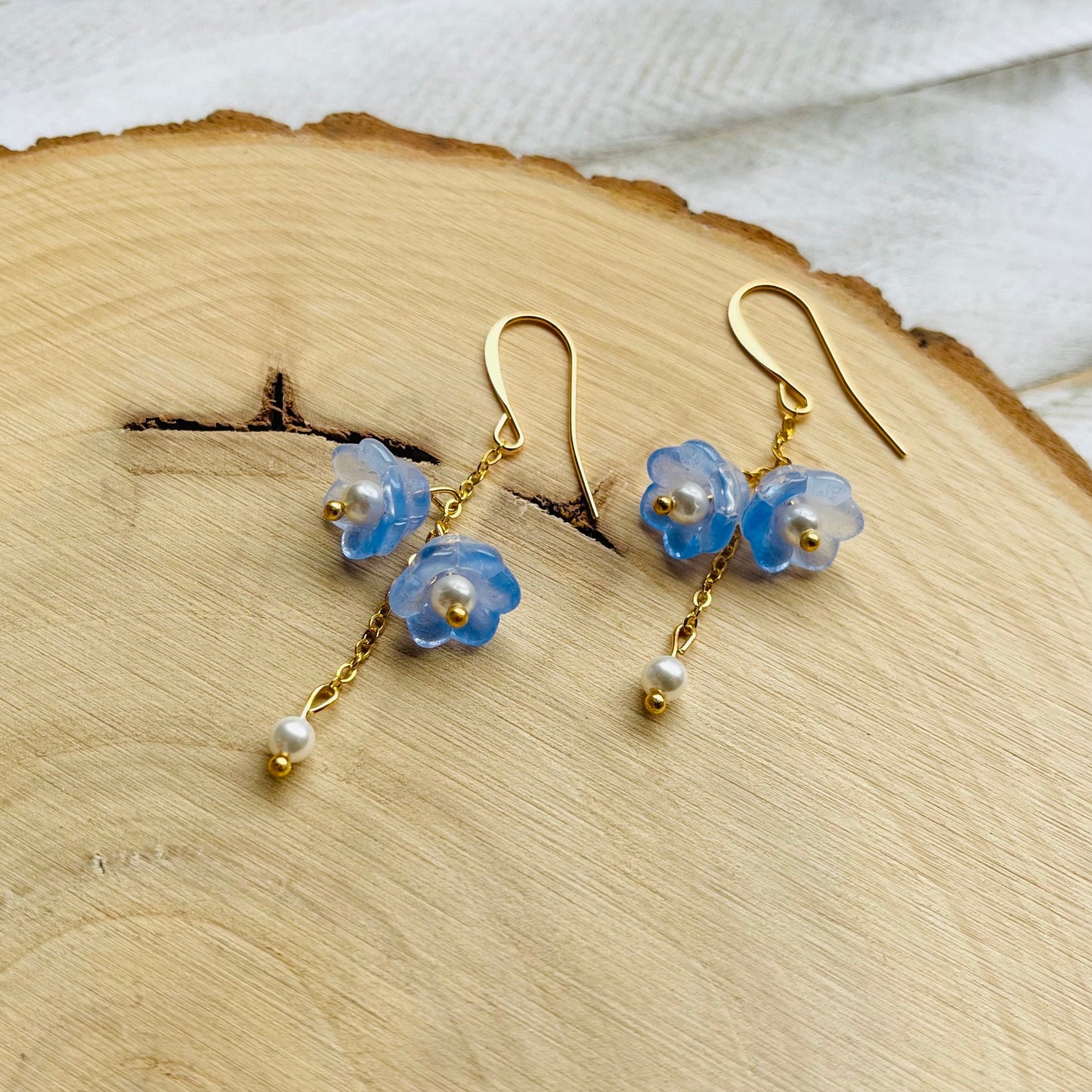 Glass Flower Earrings, Pearl Earrings, Fairycore Earrings, Earrings for Wedding Day, Cottagecore Jewelry, Unique Birthday Gift for Daughter