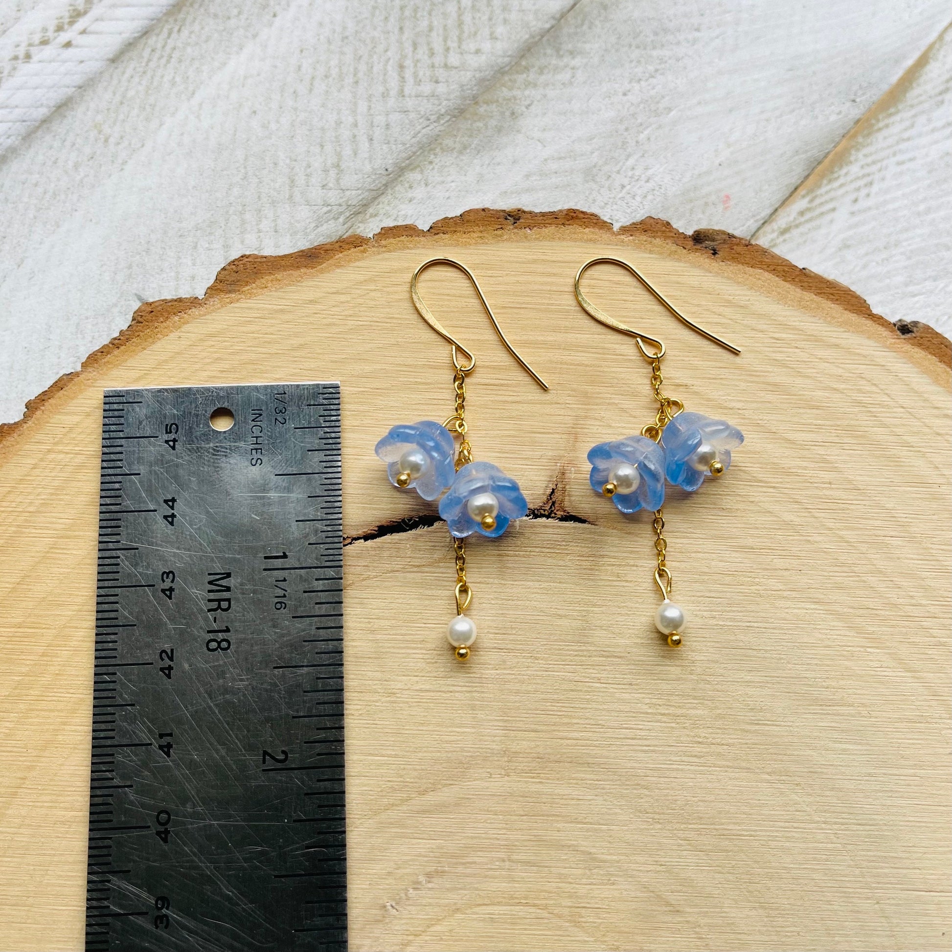 Glass Flower Earrings, Pearl Earrings, Fairycore Earrings, Earrings for Wedding Day, Cottagecore Jewelry, Unique Birthday Gift for Daughter
