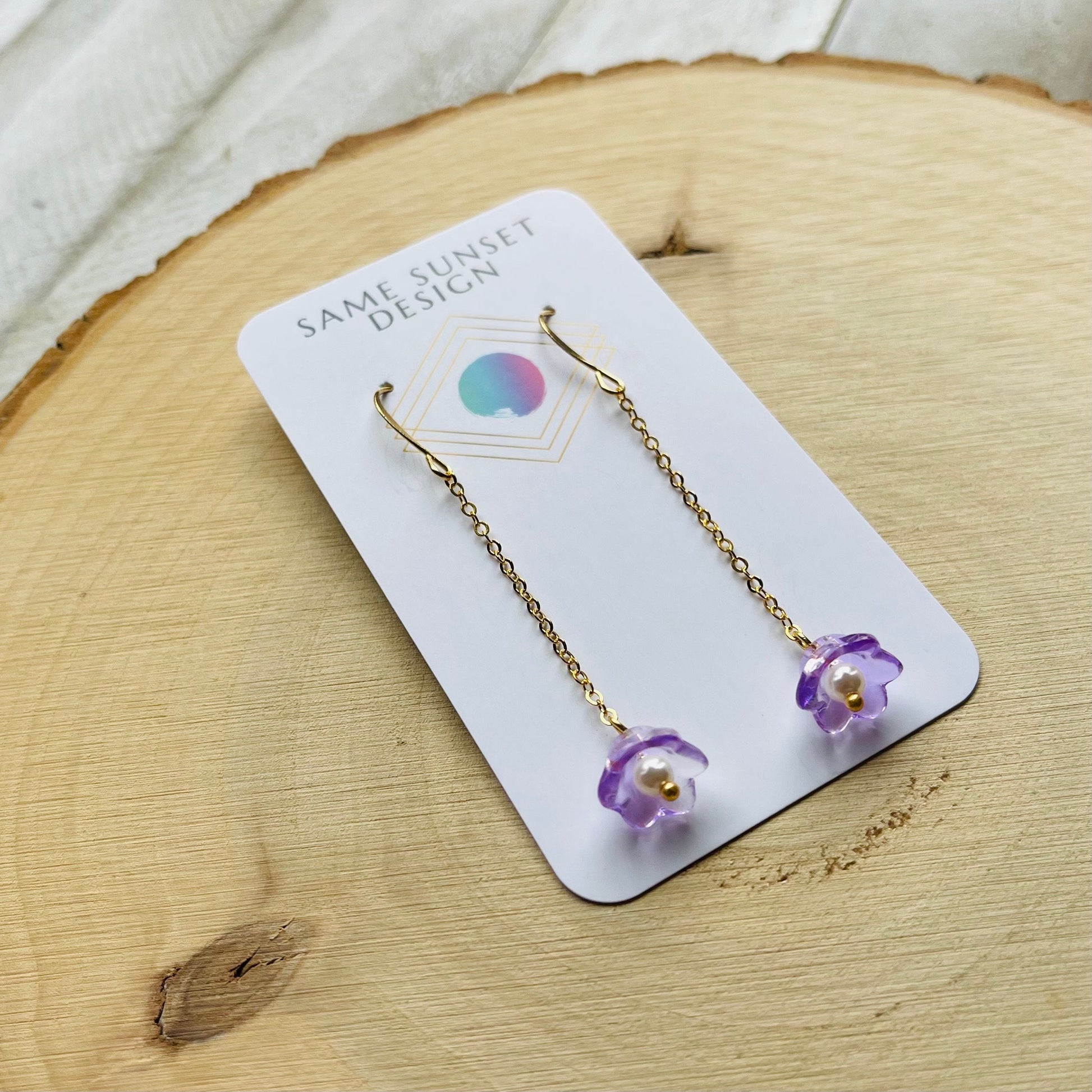Glass Flower Earrings, Pearl Earrings, Fairycore Earrings, Cottagecore Earrings, Boho Earrings for Mom, Unique Birthday Gift for Best Friend