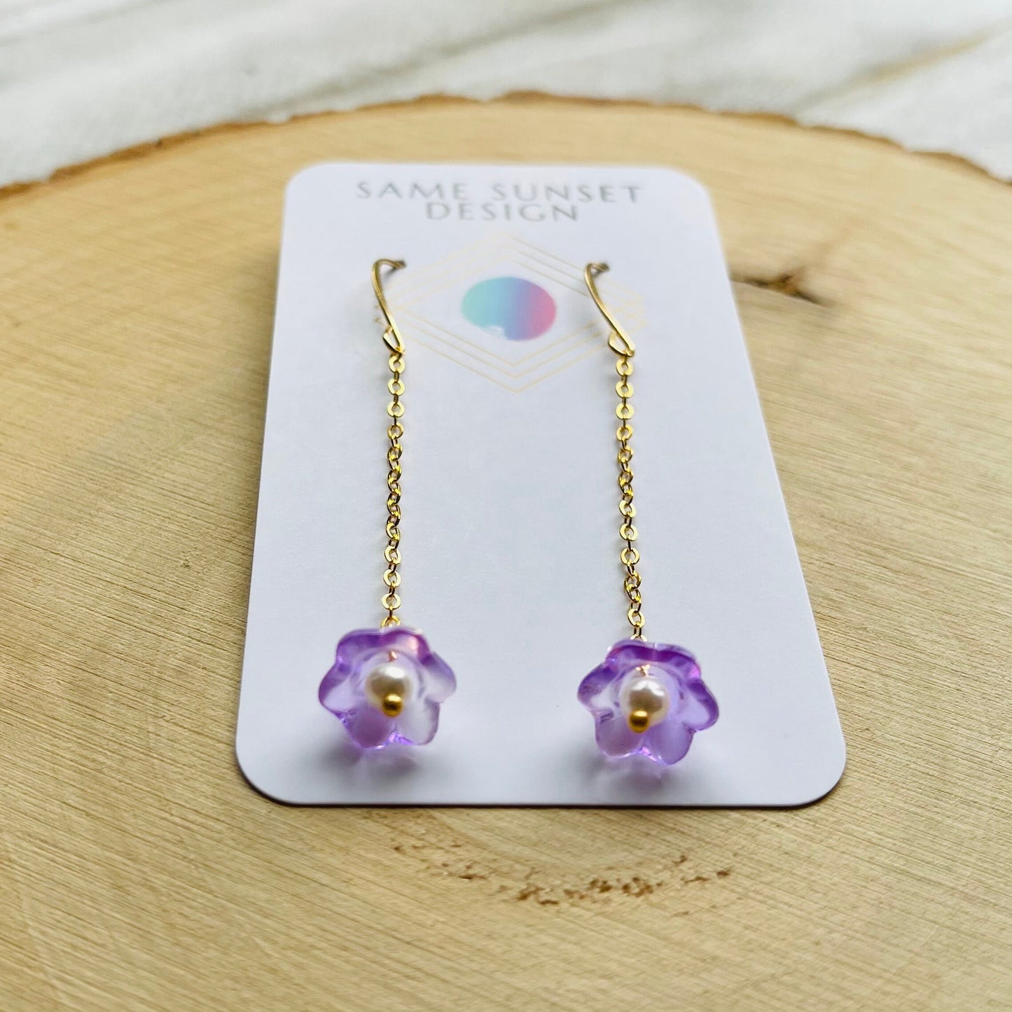 Glass Flower Earrings, Pearl Earrings, Fairycore Earrings, Cottagecore Earrings, Boho Earrings for Mom, Unique Birthday Gift for Best Friend