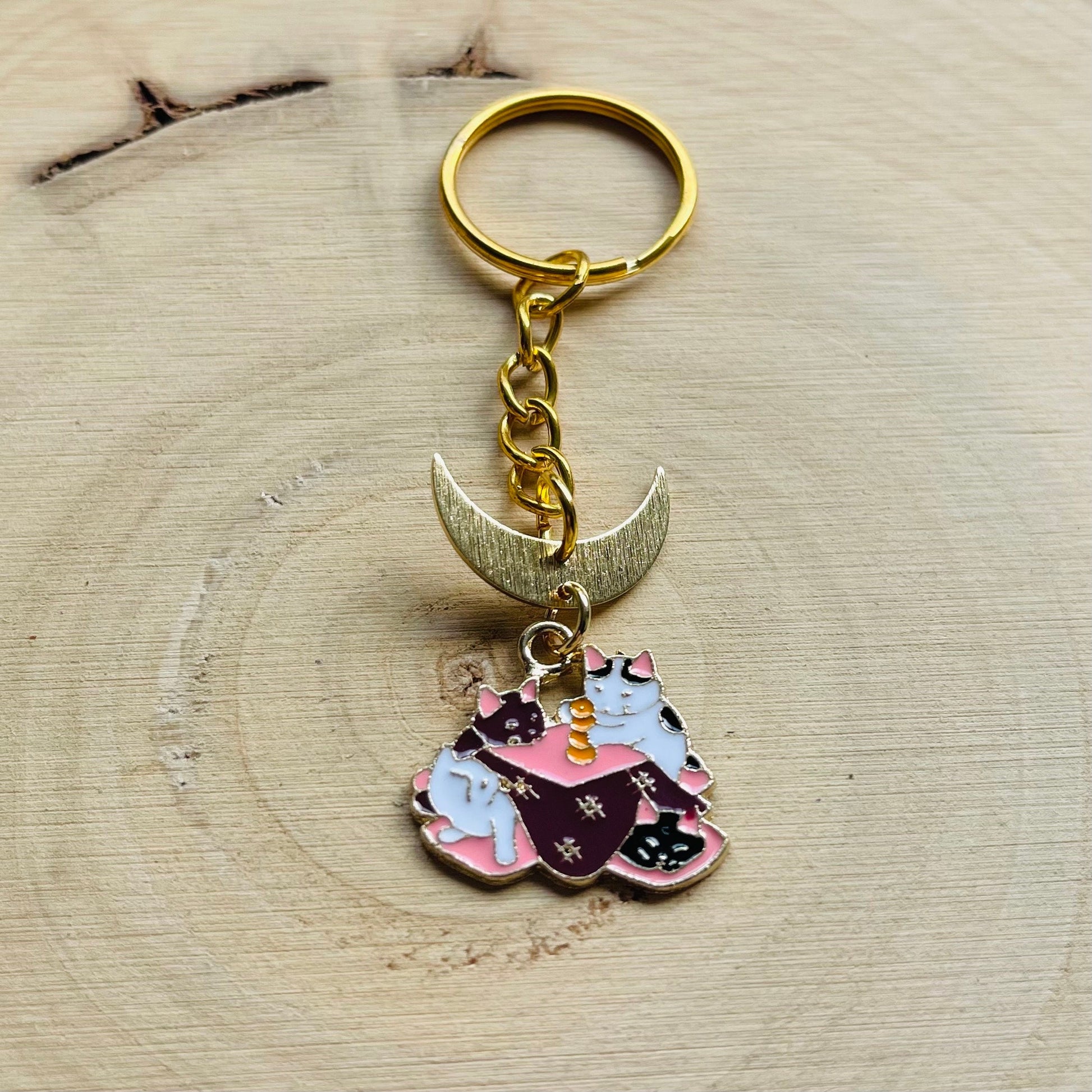 Cat Keychain, Witchy Keychain, Cat Gifts for Cat Lovers, Unique Gifts for Best Friend, Witchy Gifts, Kawaii Keychain, Backpack Accessories