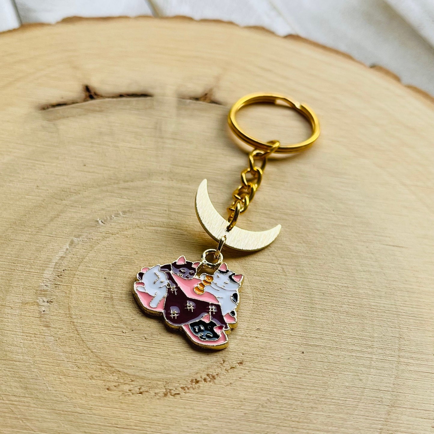 Cat Keychain, Witchy Keychain, Cat Gifts for Cat Lovers, Unique Gifts for Best Friend, Witchy Gifts, Kawaii Keychain, Backpack Accessories
