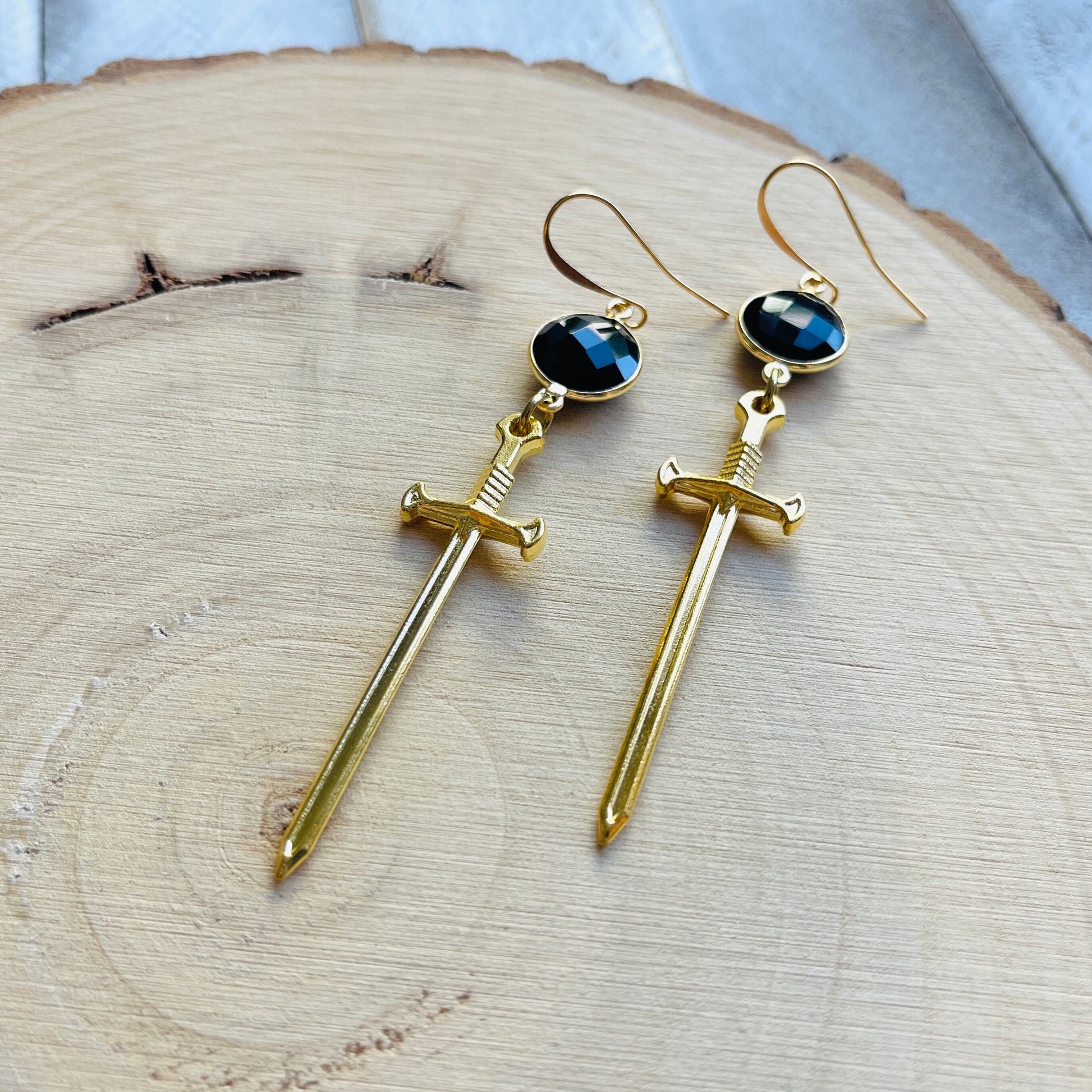 Dagger Earrings, Goth Earrings Dangle, Witchy Earrings, Punk Earrings, Witchy Gifts for Her, Sword Earrings, Unique Gifts for Women, Gold