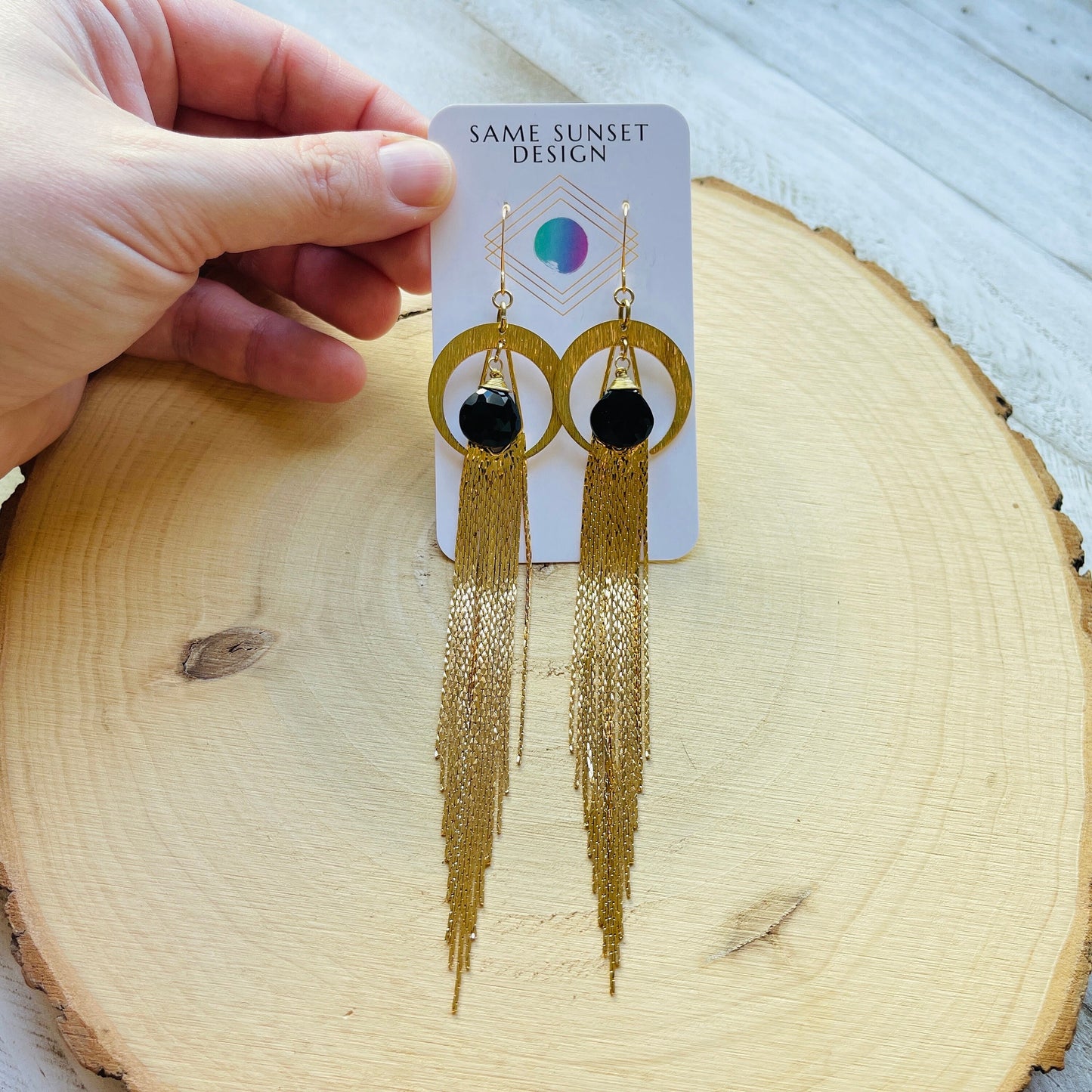 Onyx Earrings Dangle, Fringe Earrings, Witchy Earrings, Wanderlust Jewelry, Moon Jewelry, Statement Earrings Boho, Unique Gifts for Women