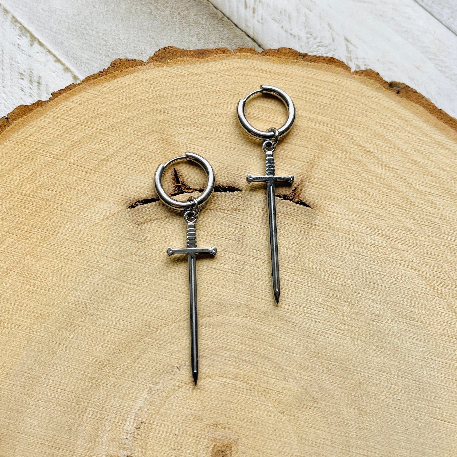 Dagger Earrings, Huggie Hoop Earrings, Goth Earrings, Punk Earrings, Witchy Earrings, Best Friend Birthday Gift, Trendy Jewelry 2024