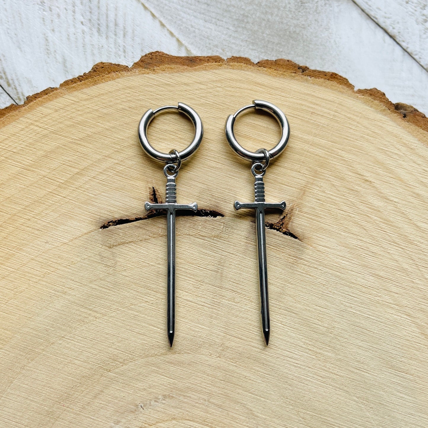 Dagger Earrings, Huggie Hoop Earrings, Goth Earrings, Punk Earrings, Witchy Earrings, Best Friend Birthday Gift, Trendy Jewelry 2024