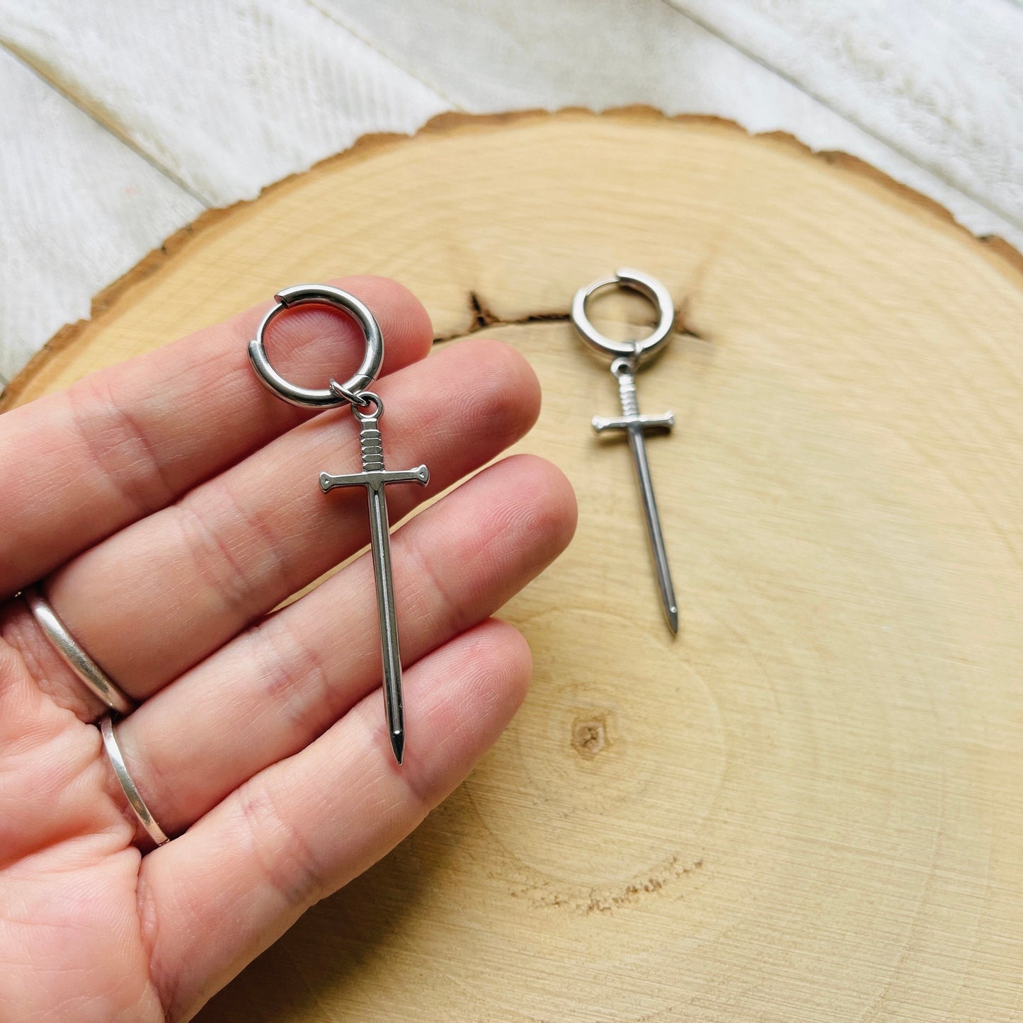 Dagger Earrings, Huggie Hoop Earrings, Goth Earrings, Punk Earrings, Witchy Earrings, Best Friend Birthday Gift, Trendy Jewelry 2024
