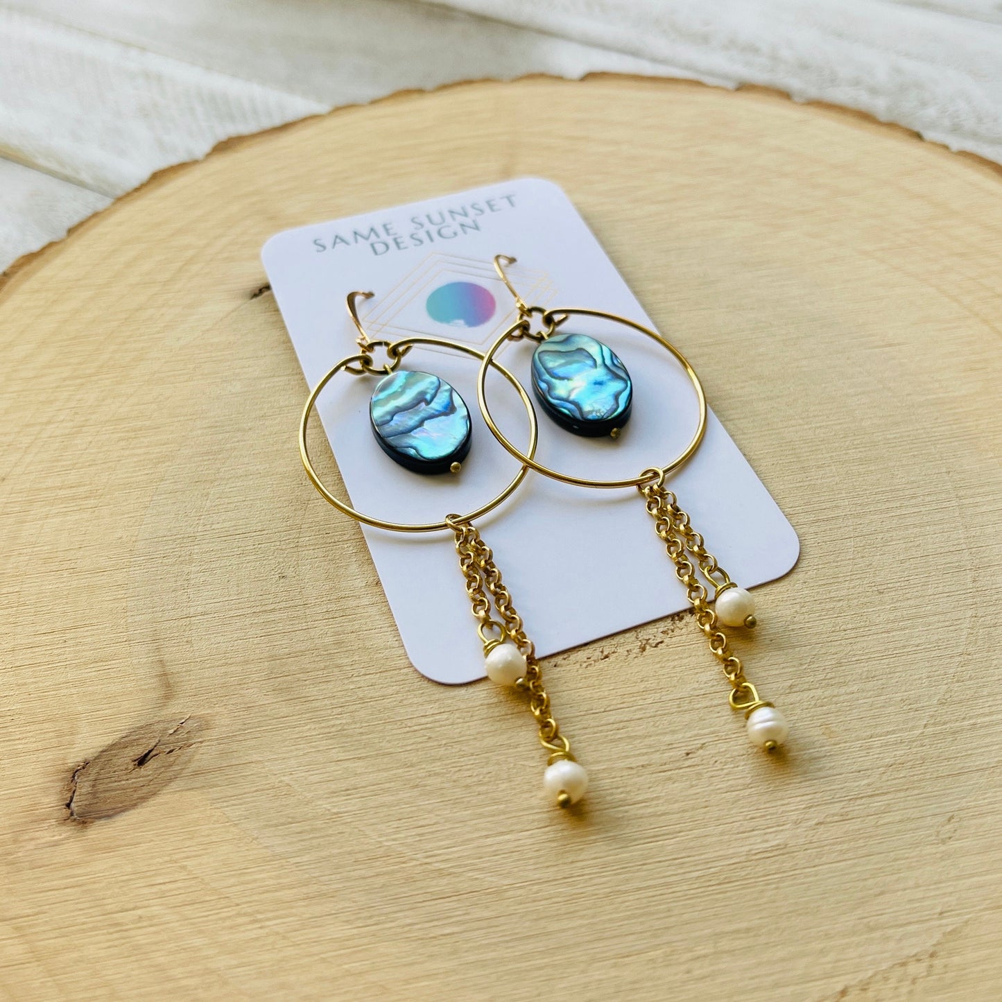 Abalone Earrings, Pearl Earrings, Boho Earrings, Witchy Earrings, Wanderlust Jewelry, Unique Gifts for Sister, Western Earrings Dangle
