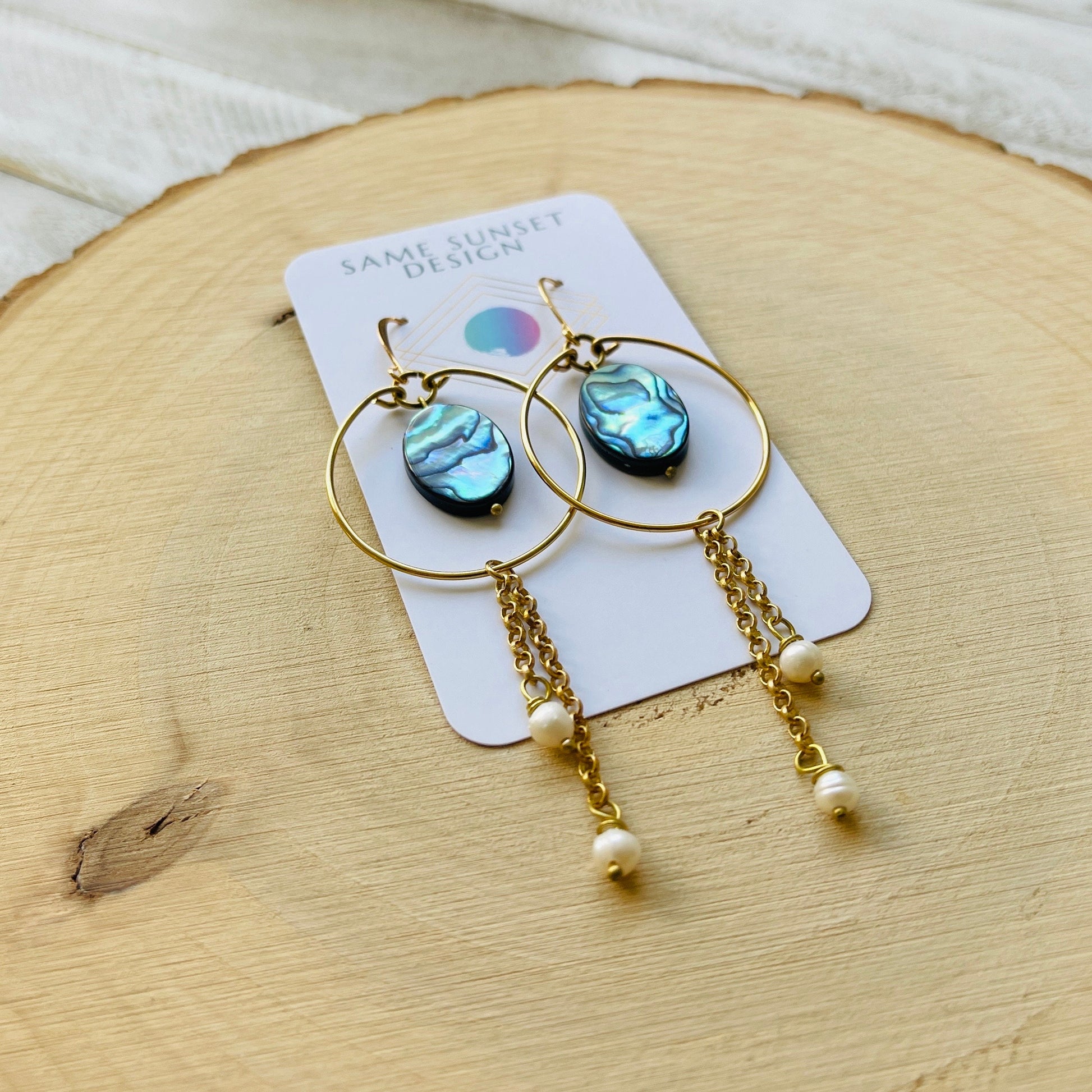 Abalone Earrings, Pearl Earrings, Boho Earrings, Witchy Earrings, Wanderlust Jewelry, Unique Gifts for Sister, Western Earrings Dangle