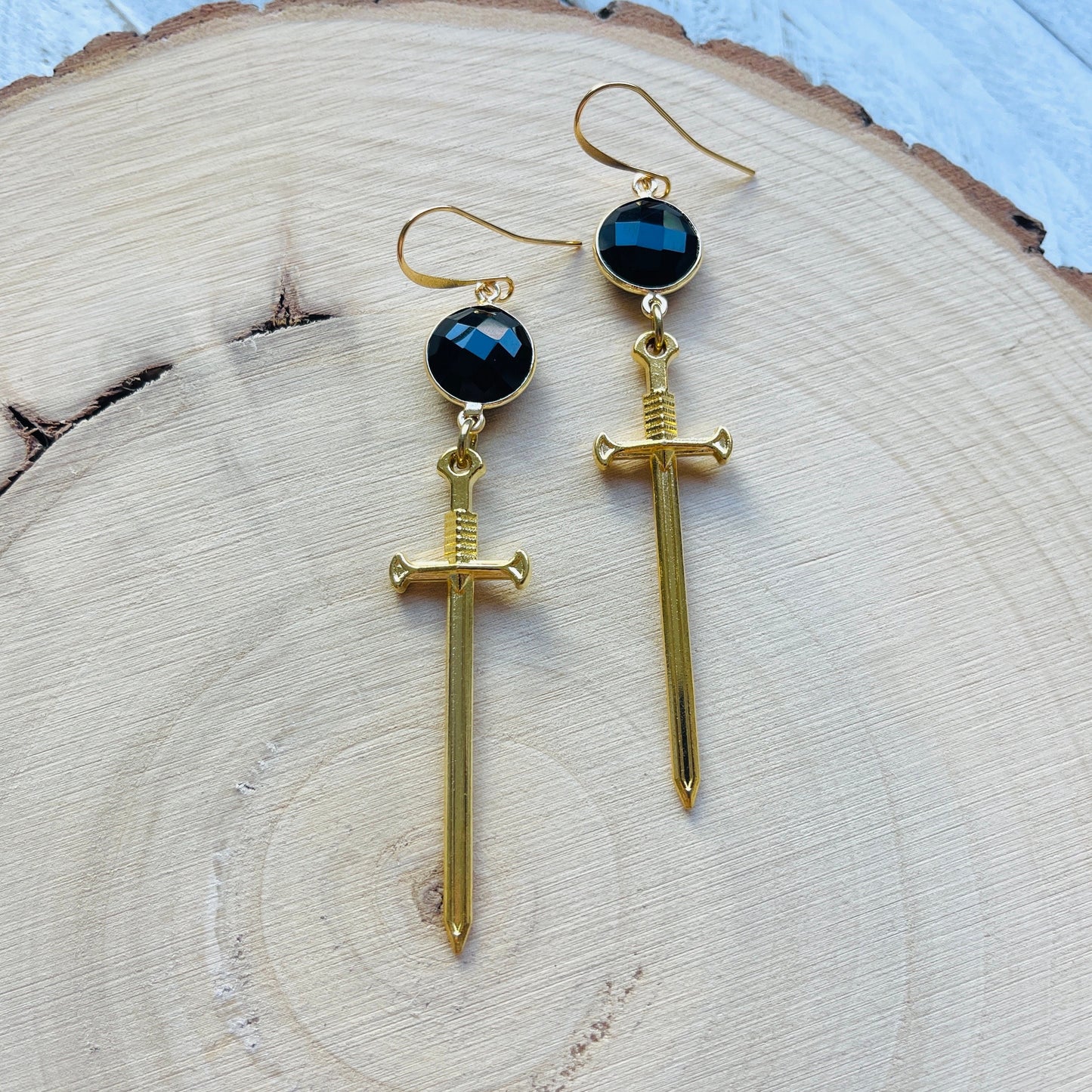 Dagger Earrings, Goth Earrings Dangle, Witchy Earrings, Punk Earrings, Witchy Gifts for Her, Sword Earrings, Unique Gifts for Women, Gold