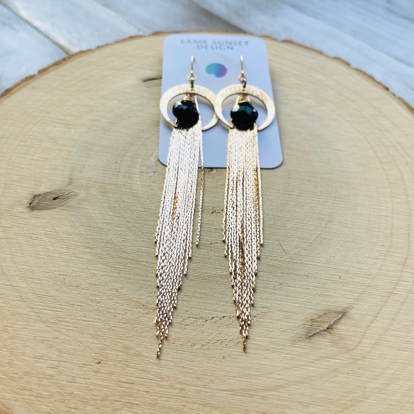 Onyx Earrings Dangle, Fringe Earrings, Witchy Earrings, Wanderlust Jewelry, Moon Jewelry, Statement Earrings Boho, Unique Gifts for Women