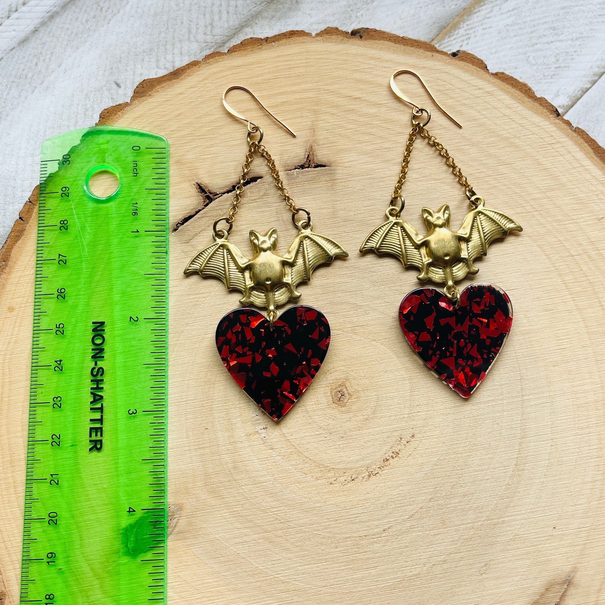 Bat Earrings, Punk Earrings, Goth Earrings Dangle, Geometric Earrings, Witchy Earrings, Heart Jewelry, Galentines Day Gifts for Best Friend