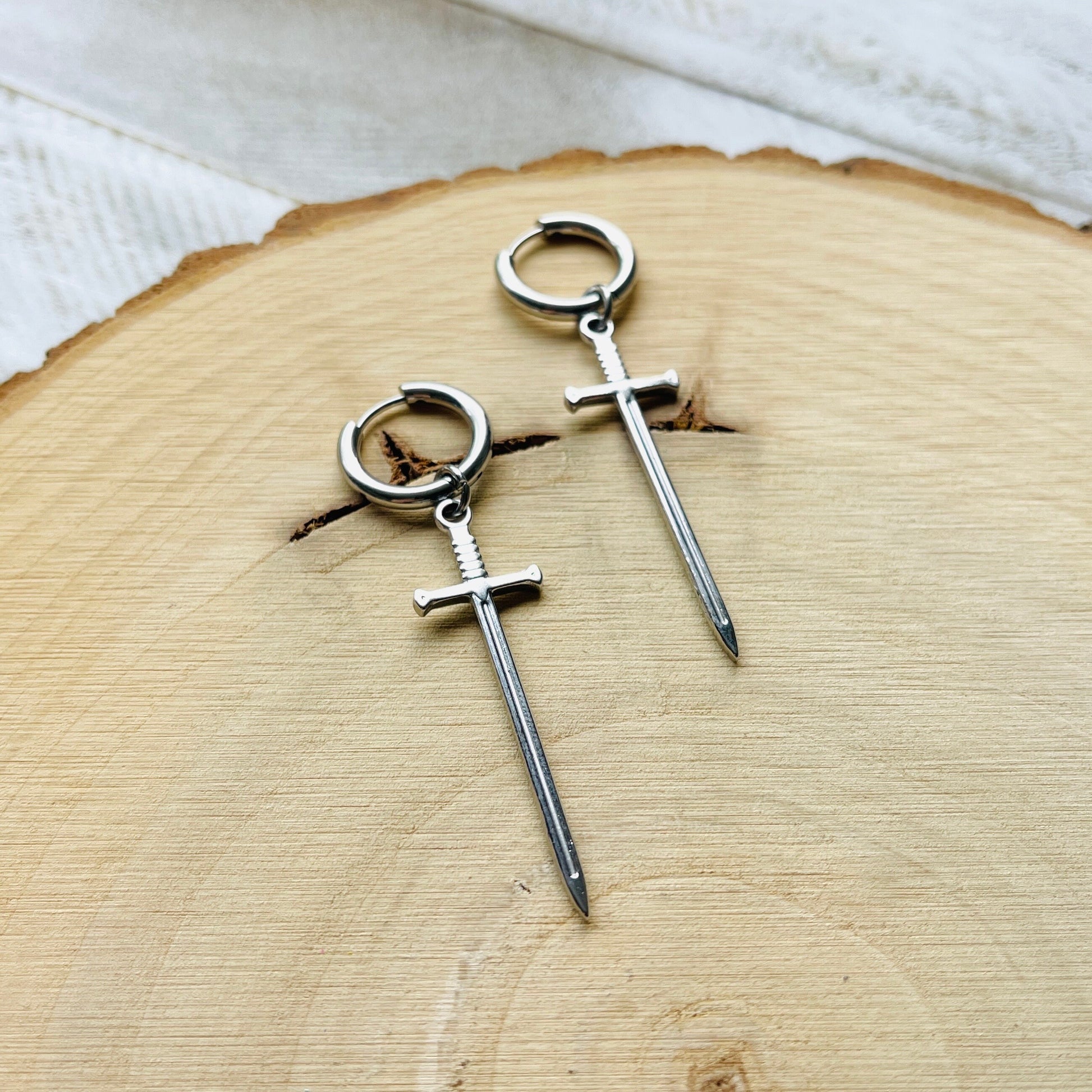 Dagger Earrings, Huggie Hoop Earrings, Goth Earrings, Punk Earrings, Witchy Earrings, Best Friend Birthday Gift, Trendy Jewelry 2024