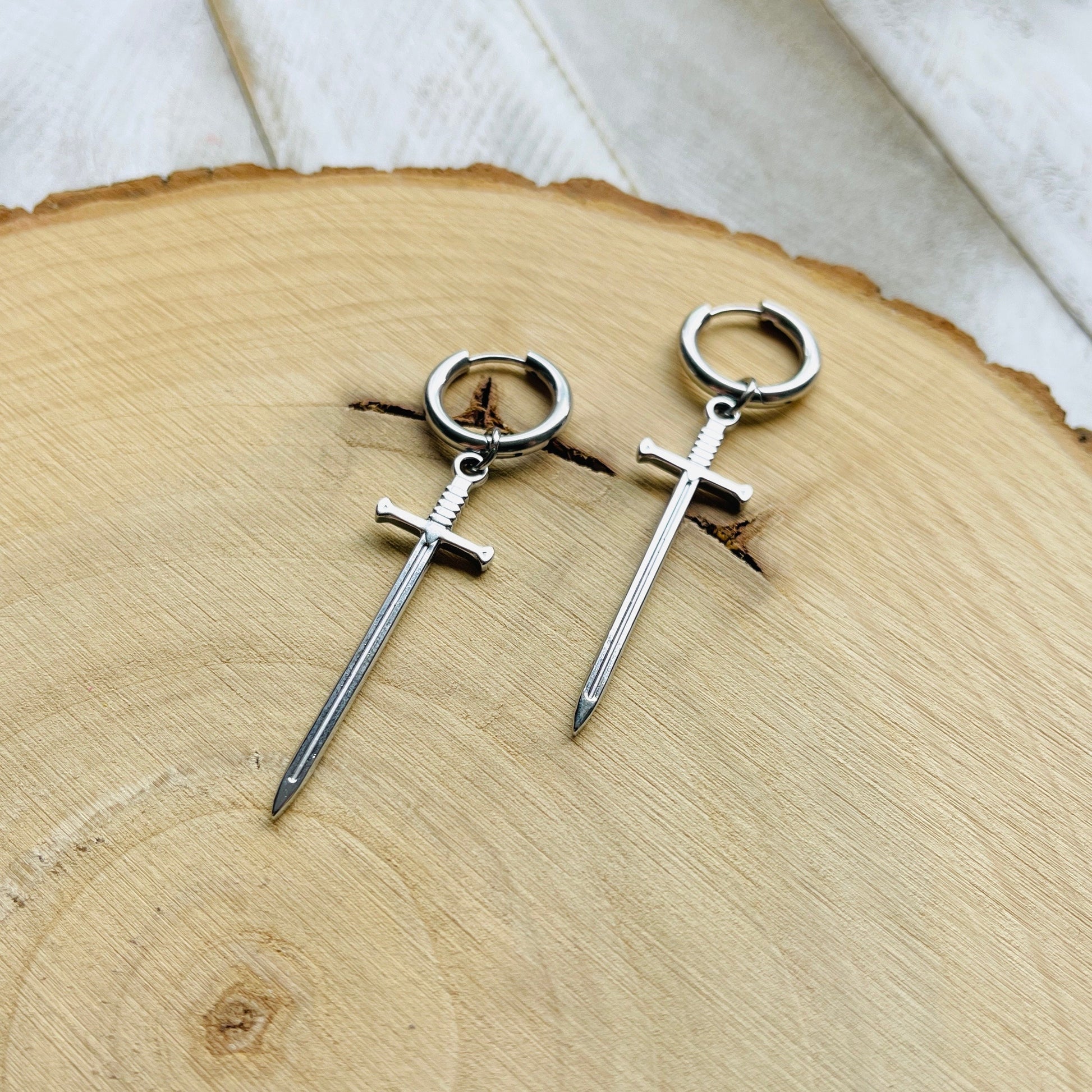 Dagger Earrings, Huggie Hoop Earrings, Goth Earrings, Punk Earrings, Witchy Earrings, Best Friend Birthday Gift, Trendy Jewelry 2024