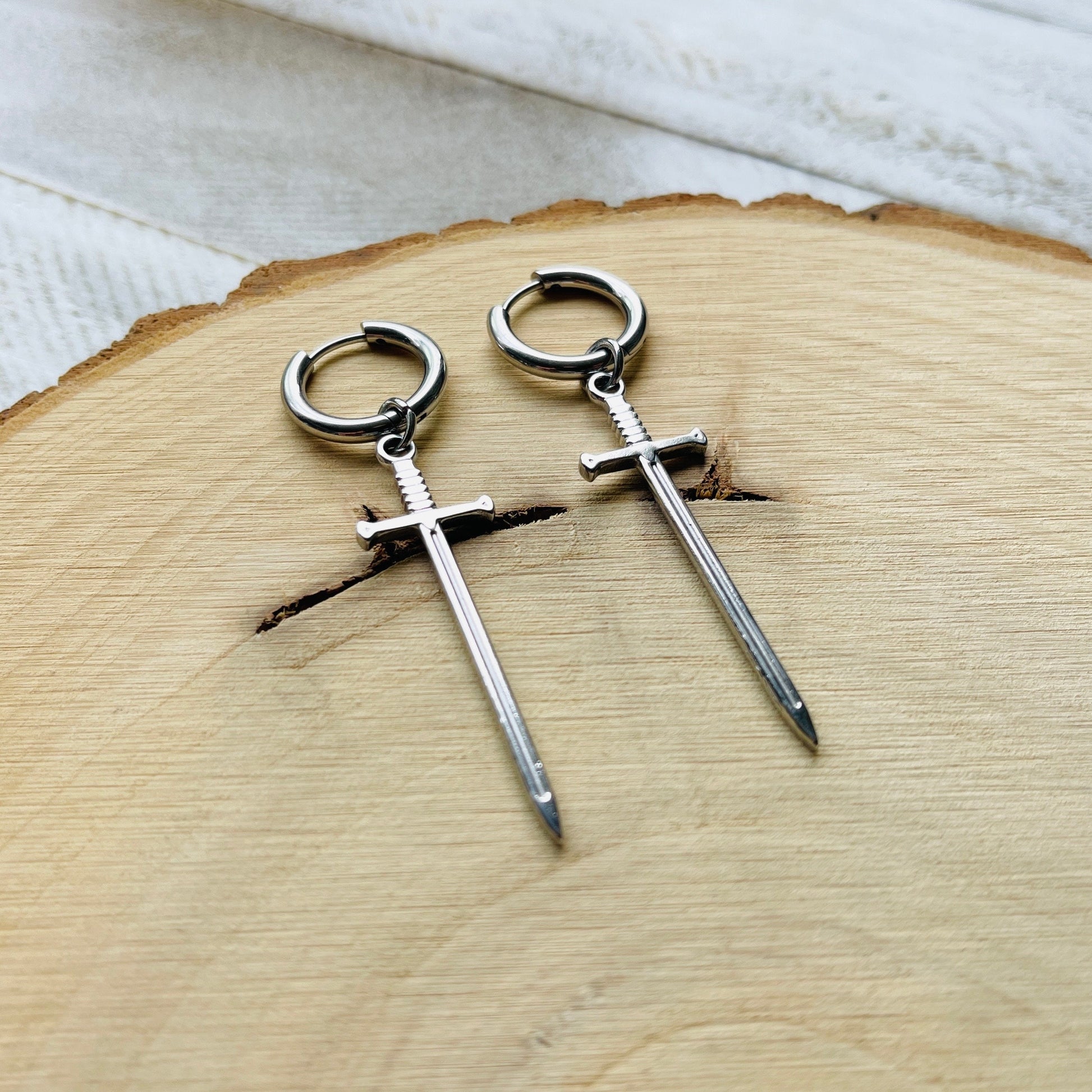 Dagger Earrings, Huggie Hoop Earrings, Goth Earrings, Punk Earrings, Witchy Earrings, Best Friend Birthday Gift, Trendy Jewelry 2024