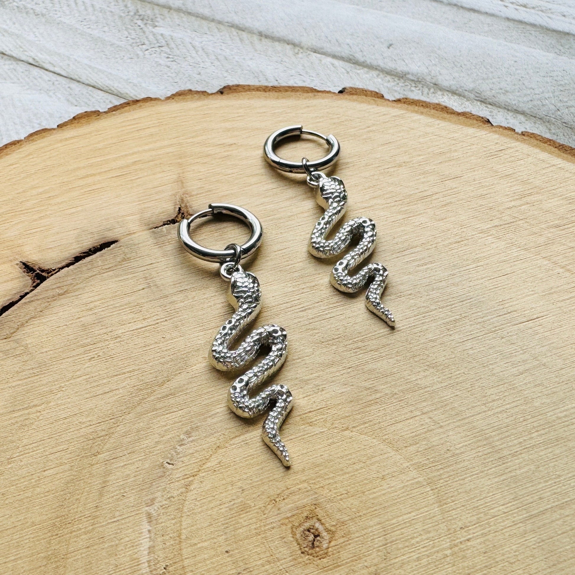 Snake Earrings, Huggie Hoop Earrings, Goth Earrings, Punk Earrings, Witchy Earrings, Best Friend Birthday Gift, Trendy Jewelry 2024