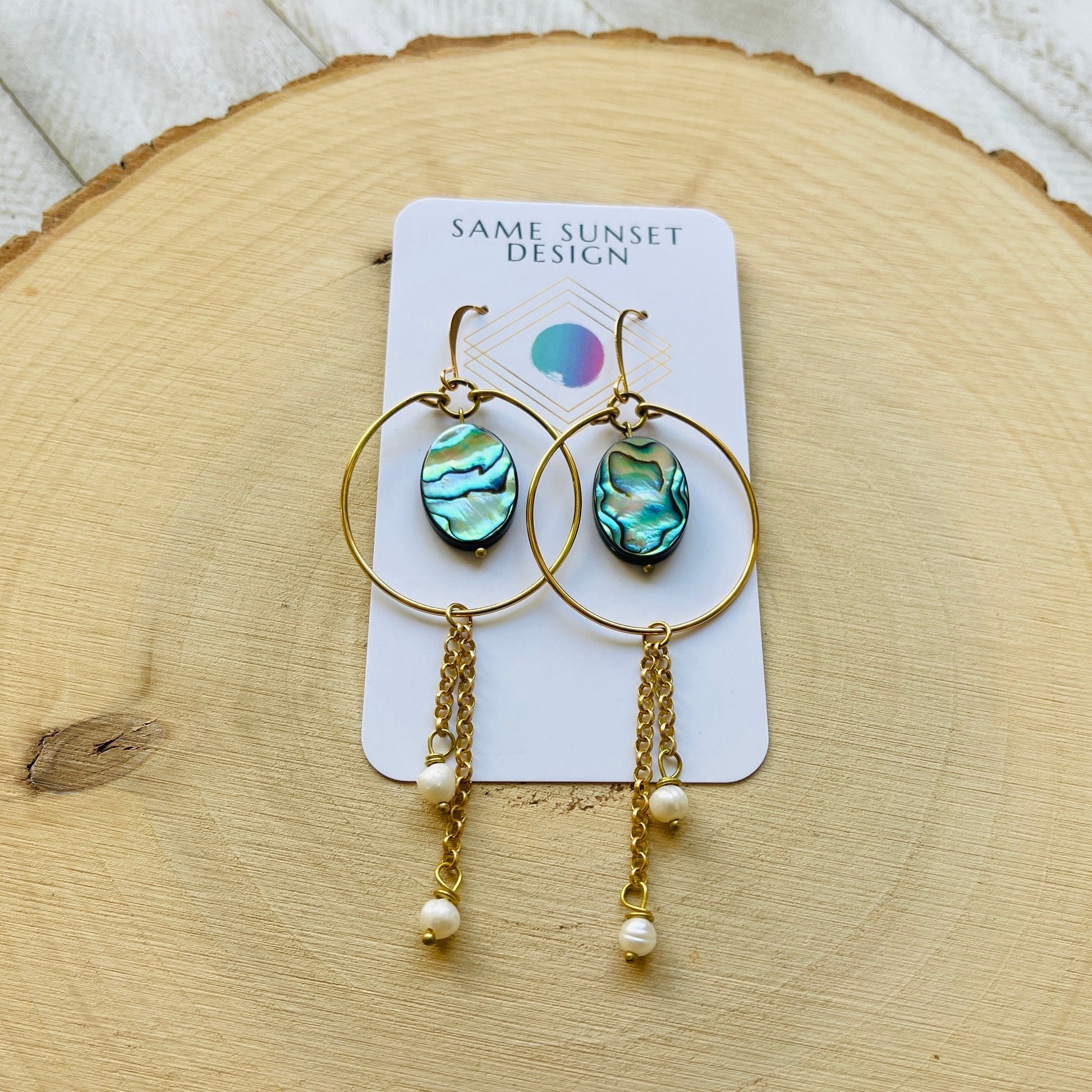 Abalone Earrings, Pearl Earrings, Boho Earrings, Witchy Earrings, Wanderlust Jewelry, Unique Gifts for Sister, Western Earrings Dangle