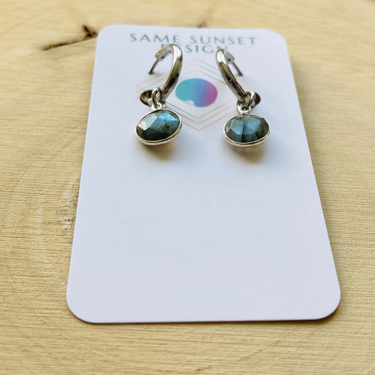 Labradorite Earrings, Huggie Hoop Earrings, Goth Earrings, Punk Earrings, Witchy Earrings, Best Friend Birthday Gift, Trendy Jewelry 2024