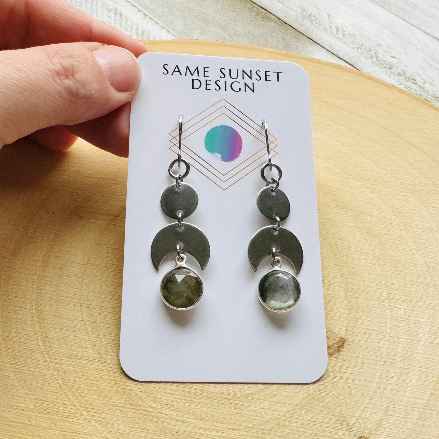 Crescent Moon Earrings Silver, Labradorite Earrings, Wedding Jewelry for Brides, Teen Girl Jewelry, Witchy Earrings, Goth Birthday Gift