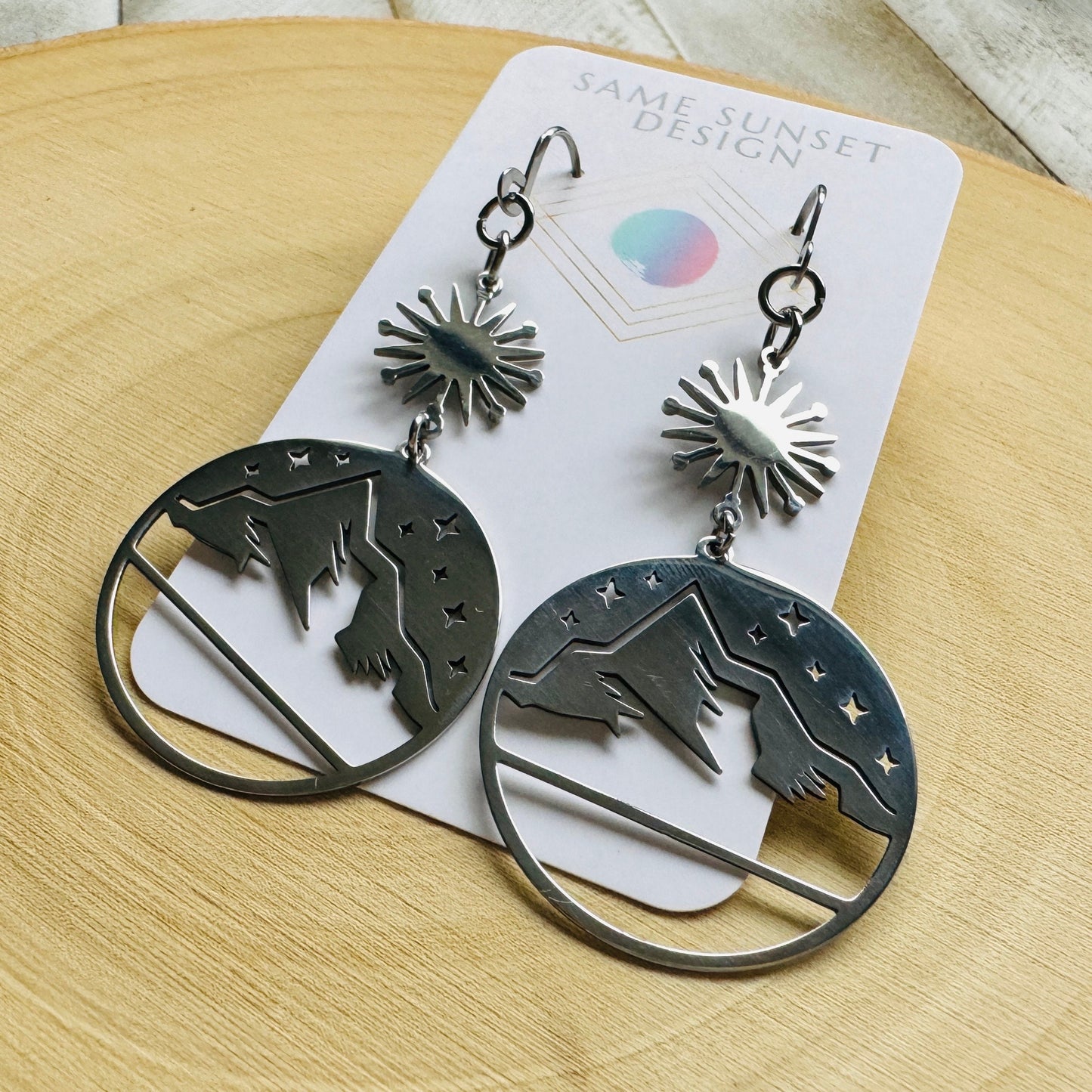 Mountain Earrings, Stainless Steel, Wedding Jewelry for Brides, Teen Girl Jewelry, Witchy Earrings, Goth Birthday Gift, Nature Lover Gift