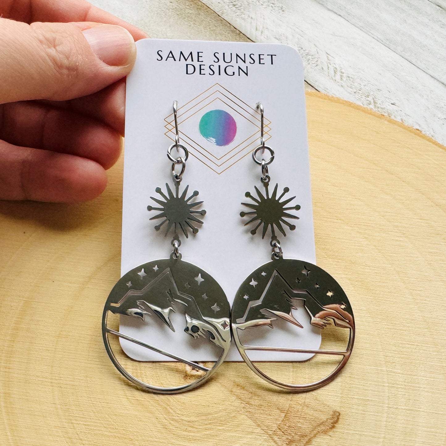 Mountain Earrings, Stainless Steel, Wedding Jewelry for Brides, Teen Girl Jewelry, Witchy Earrings, Goth Birthday Gift, Nature Lover Gift