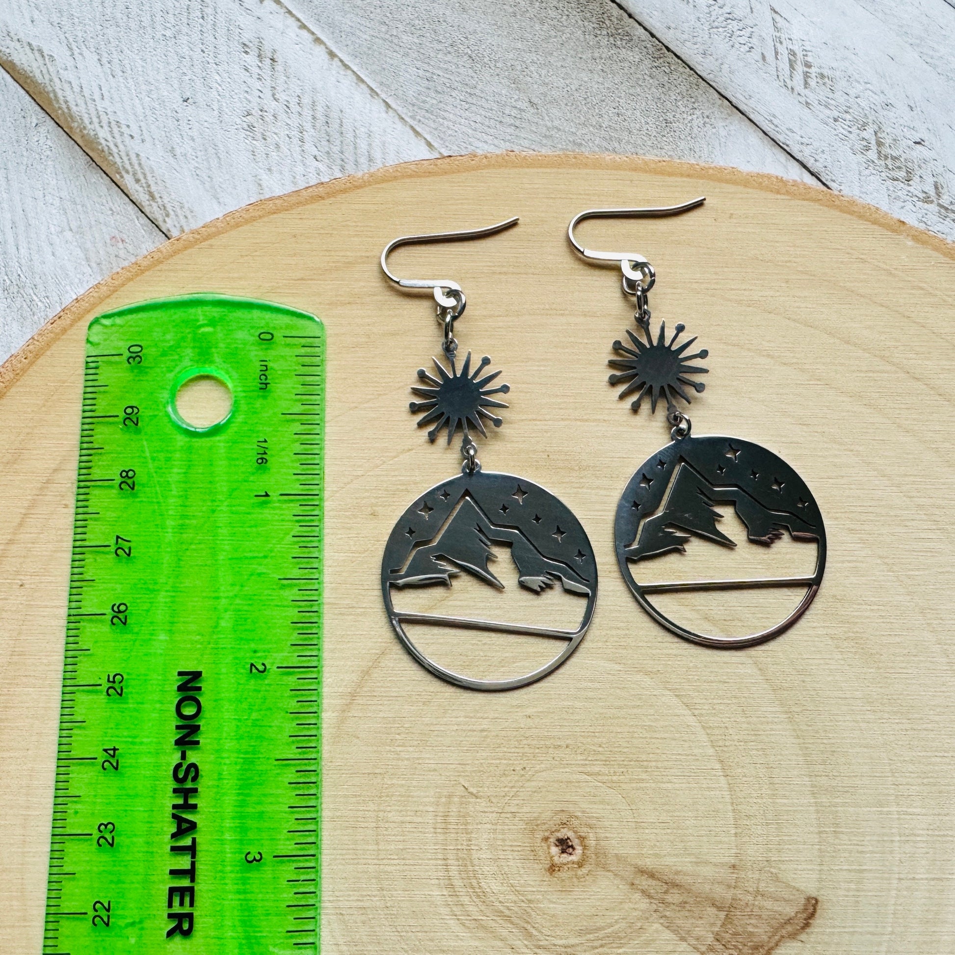 Mountain Earrings, Stainless Steel, Wedding Jewelry for Brides, Teen Girl Jewelry, Witchy Earrings, Goth Birthday Gift, Nature Lover Gift
