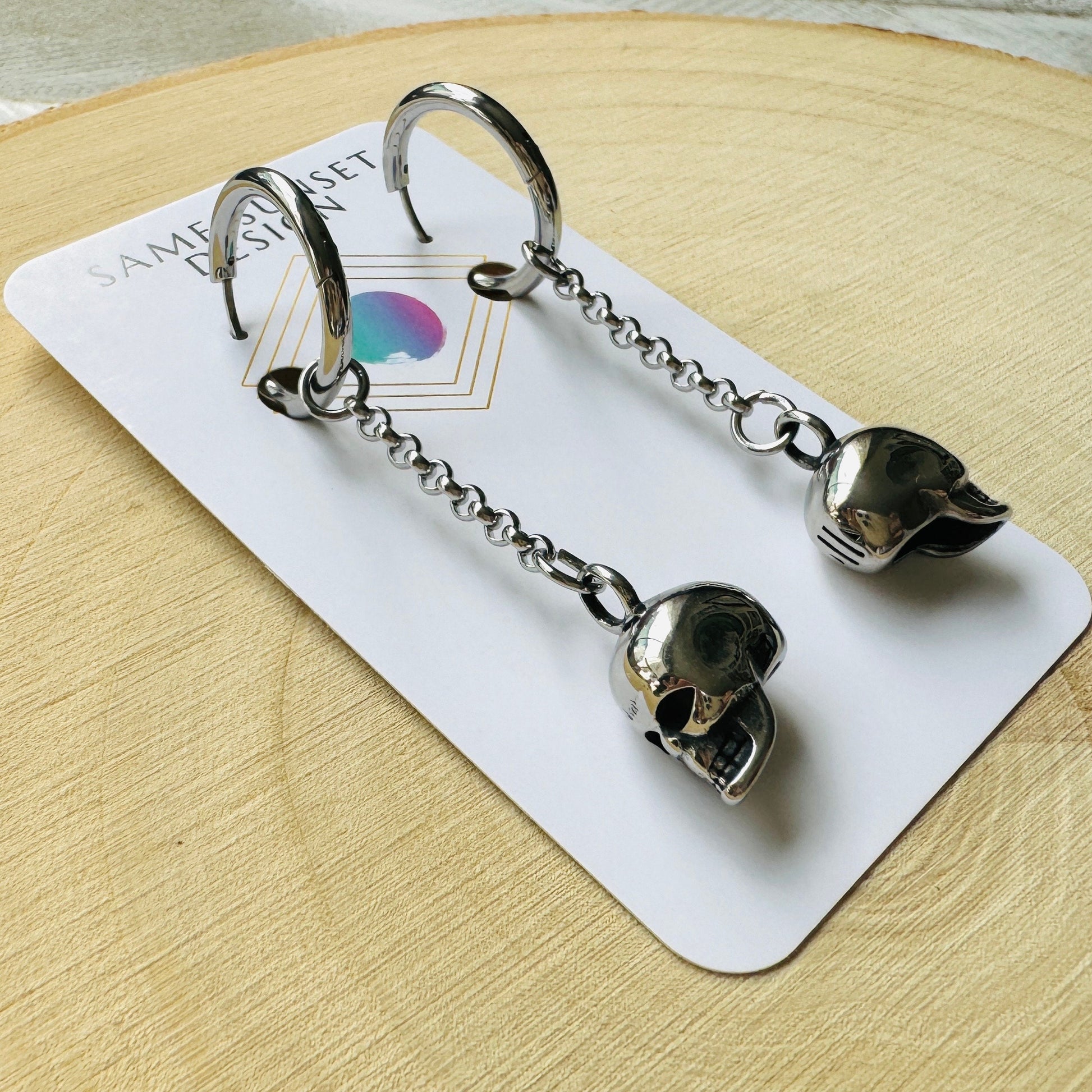 Skull Earrings, Huggie Hoop Earrings, Goth Earrings, Punk Earrings, Witchy Earrings, Best Friend Birthday Gift, Cool Valentines Gift for Her