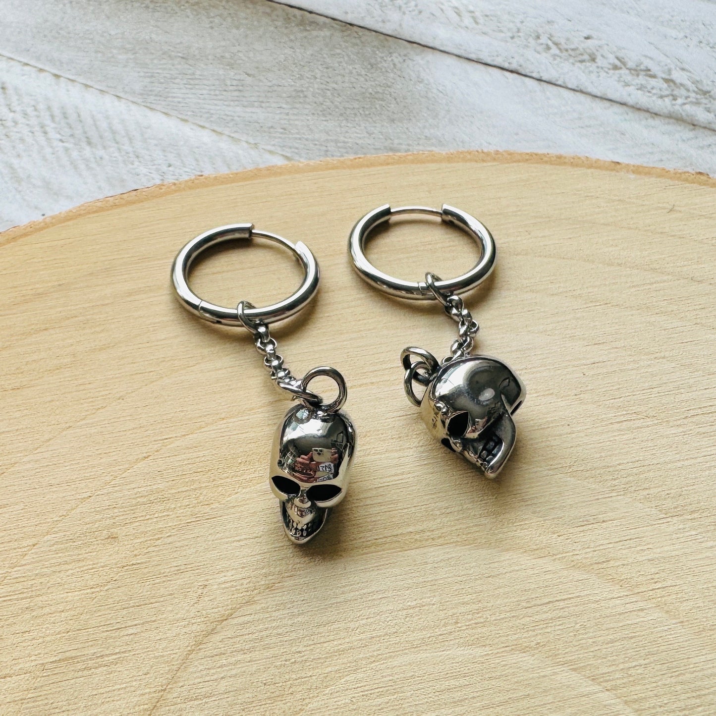 Skull Earrings, Huggie Hoop Earrings, Goth Earrings, Punk Earrings, Witchy Earrings, Best Friend Birthday Gift, Cool Valentines Gift for Her