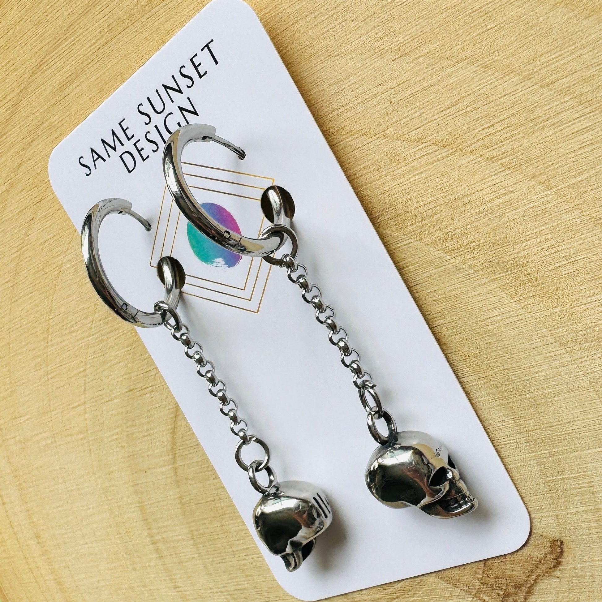 Skull Earrings, Huggie Hoop Earrings, Goth Earrings, Punk Earrings, Witchy Earrings, Best Friend Birthday Gift, Cool Valentines Gift for Her