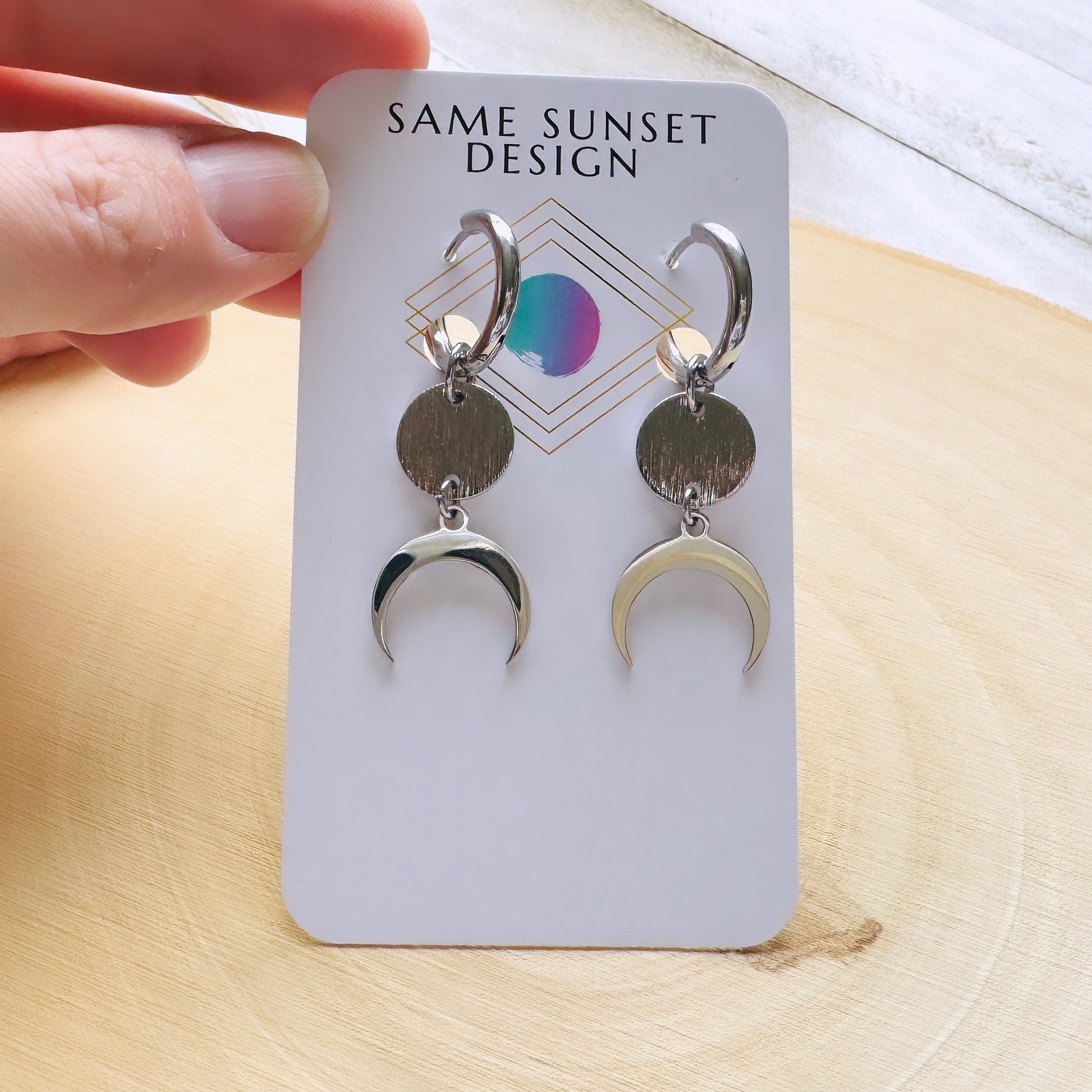 Moon Earrings, Huggie Hoop Earrings, Goth Earrings, Punk Earrings, Witchy Earrings, Best Friend Birthday Gift, Cool Valentines Gift for Her