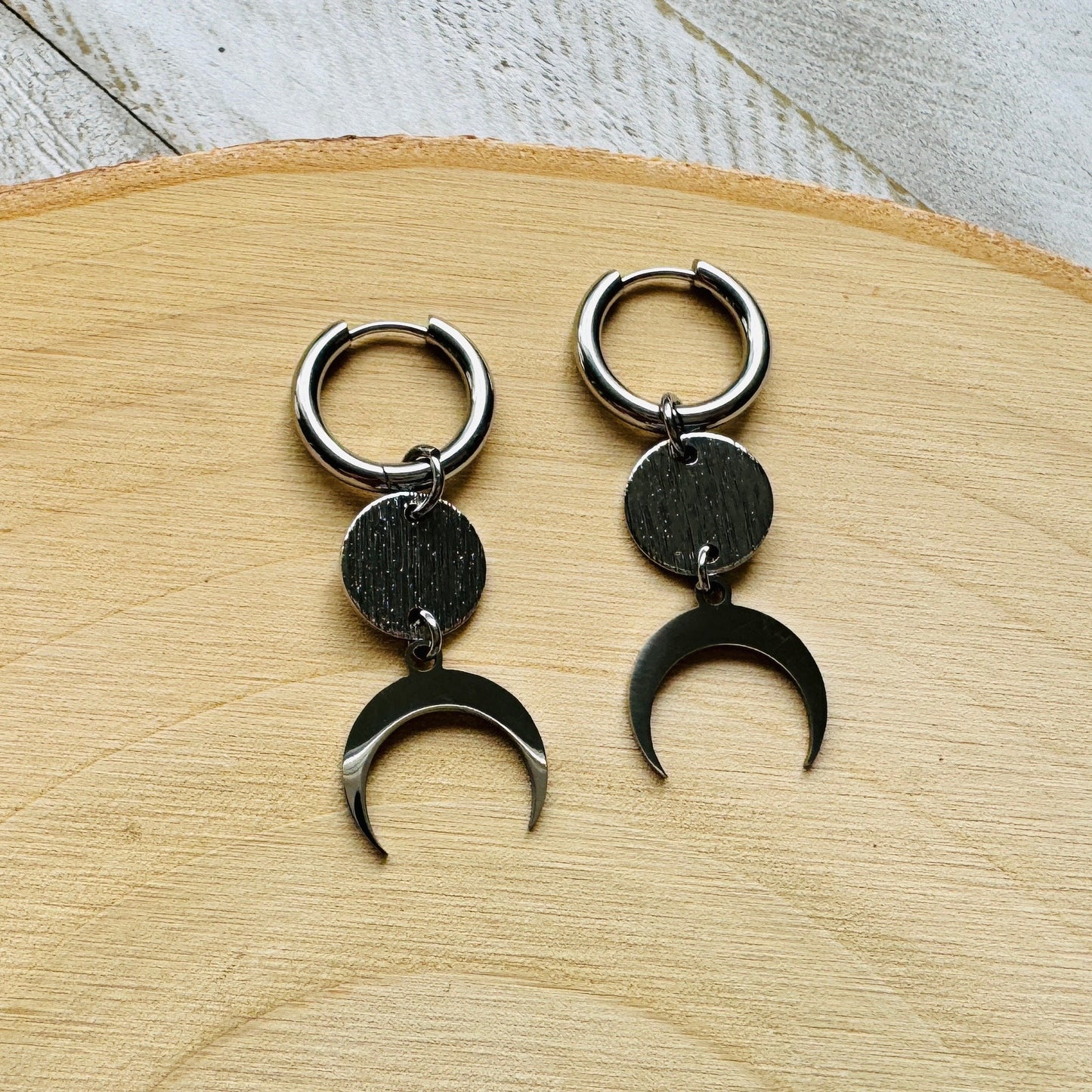 Moon Earrings, Huggie Hoop Earrings, Goth Earrings, Punk Earrings, Witchy Earrings, Best Friend Birthday Gift, Cool Valentines Gift for Her