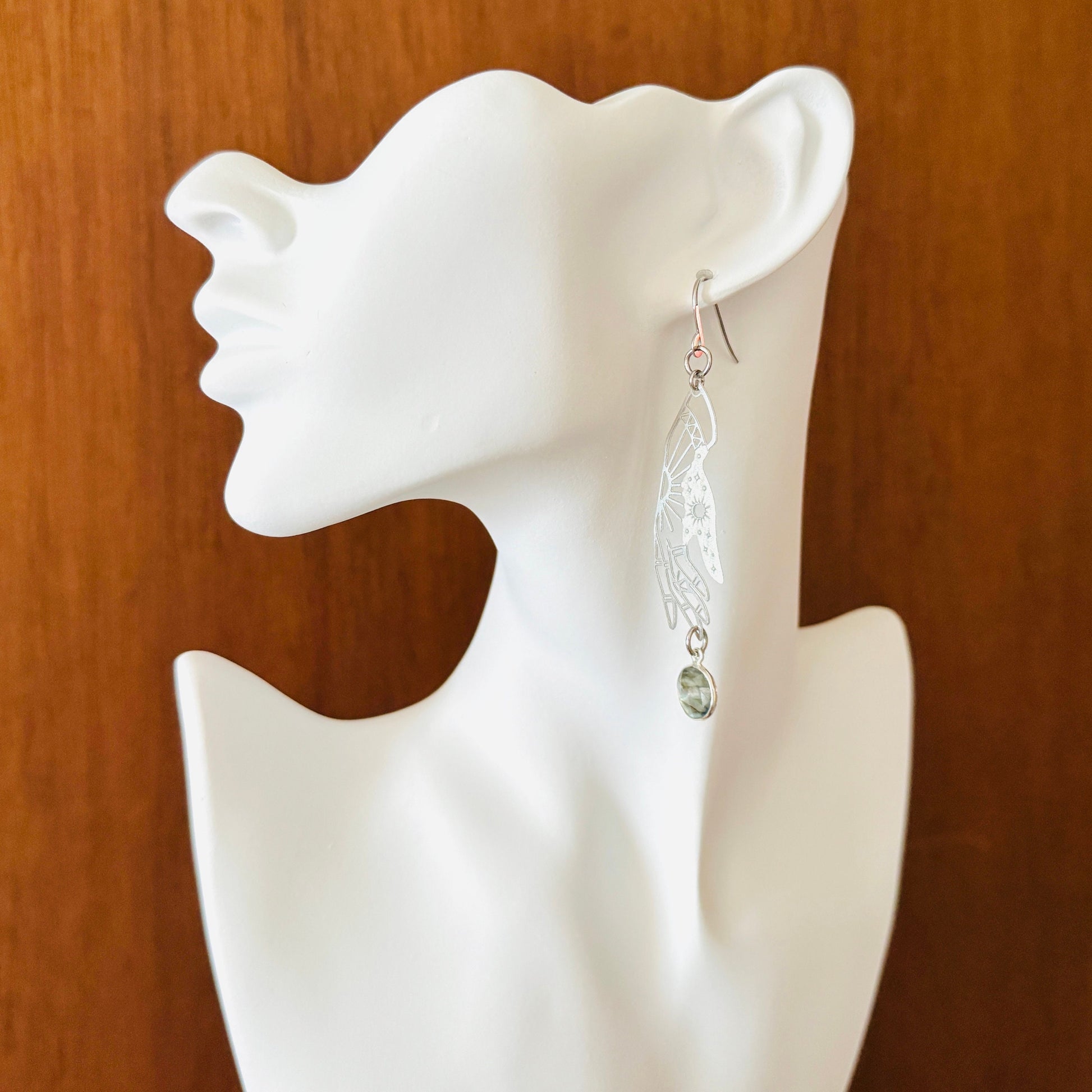 Hand Earrings, Celestial Earrings Silver, Labradorite Earrings, Wedding Jewelry for Brides, Teen Girl Jewelry, Goth Birthday Gift, Witchy