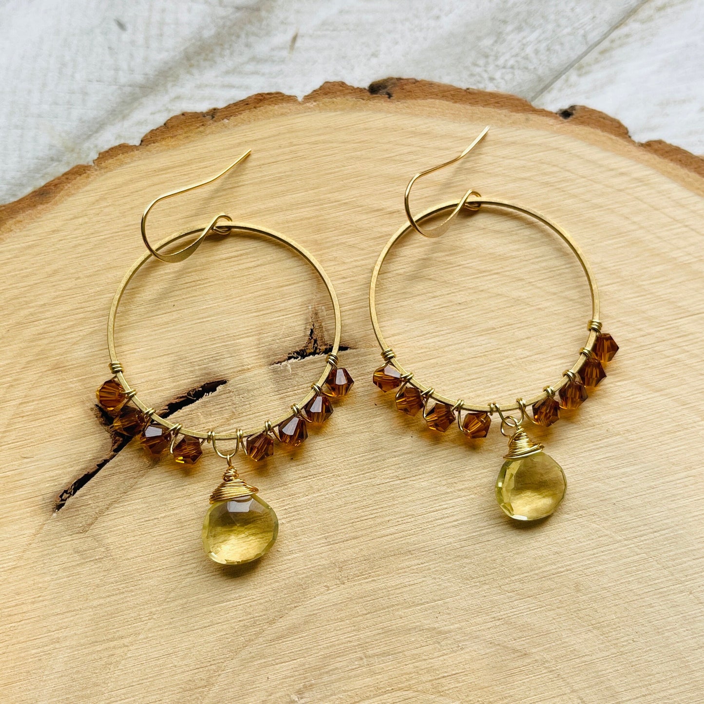 Amethyst Earrings, Hoop Earrings Gold, Metaphysical Gifts, Healing Crystal Earrings, Birthday Gift for Girlfriend, Galentines Day Gifts